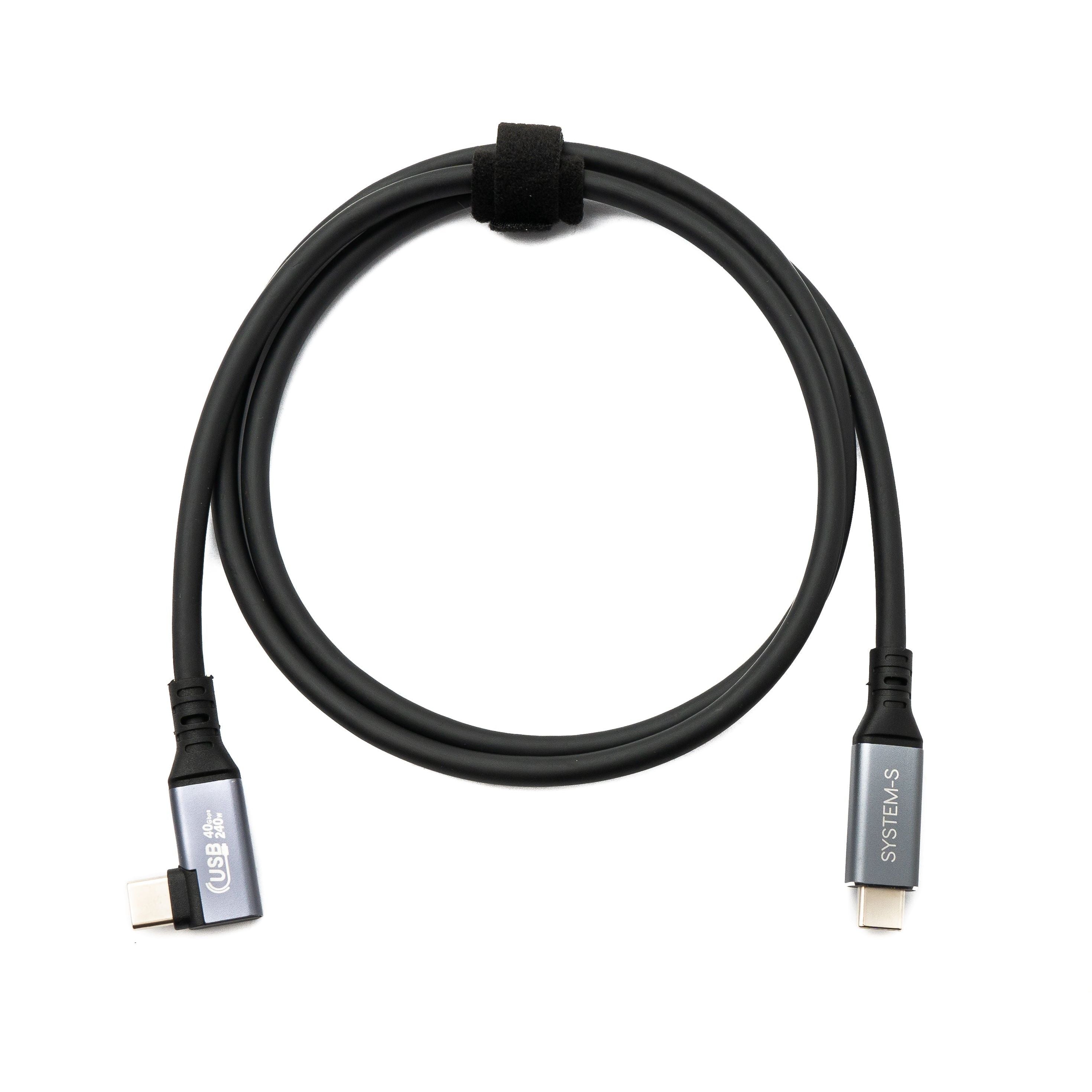 SYSTEM-S USB4 USB 100 cm Kabel Typ C Stecker zu Stecker Winkel 40 Gbit/s 240 W USB 4.0 Kabel