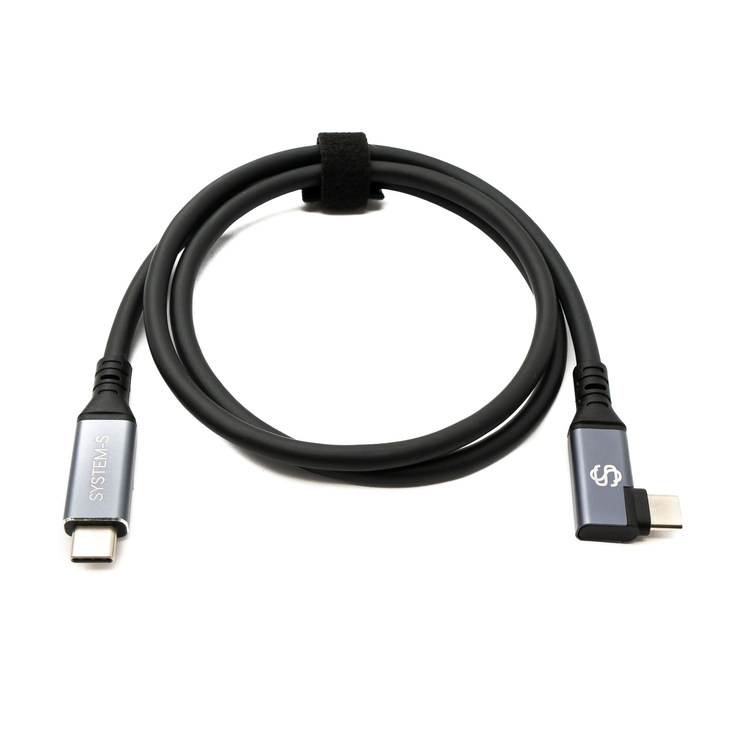 SYSTEM-S USB4 80 cm Kabel Typ C Stecker zu Stecker Winkel 40 Gbit/s 240 W USB 4.0 Kabel
