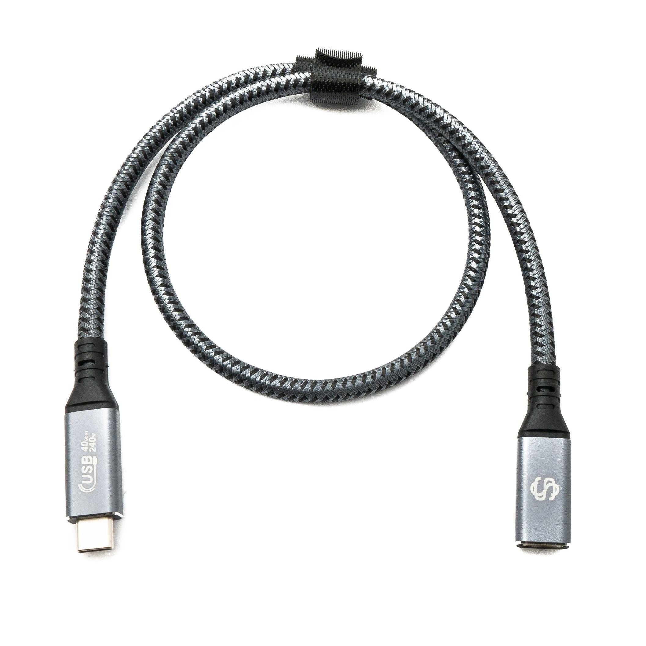 SYSTEM-S USB4 USB 50 cm Kabel Typ C Stecker zu Buchse geflochten 40 Gbit/s 240 W USB 4.0 Kabel