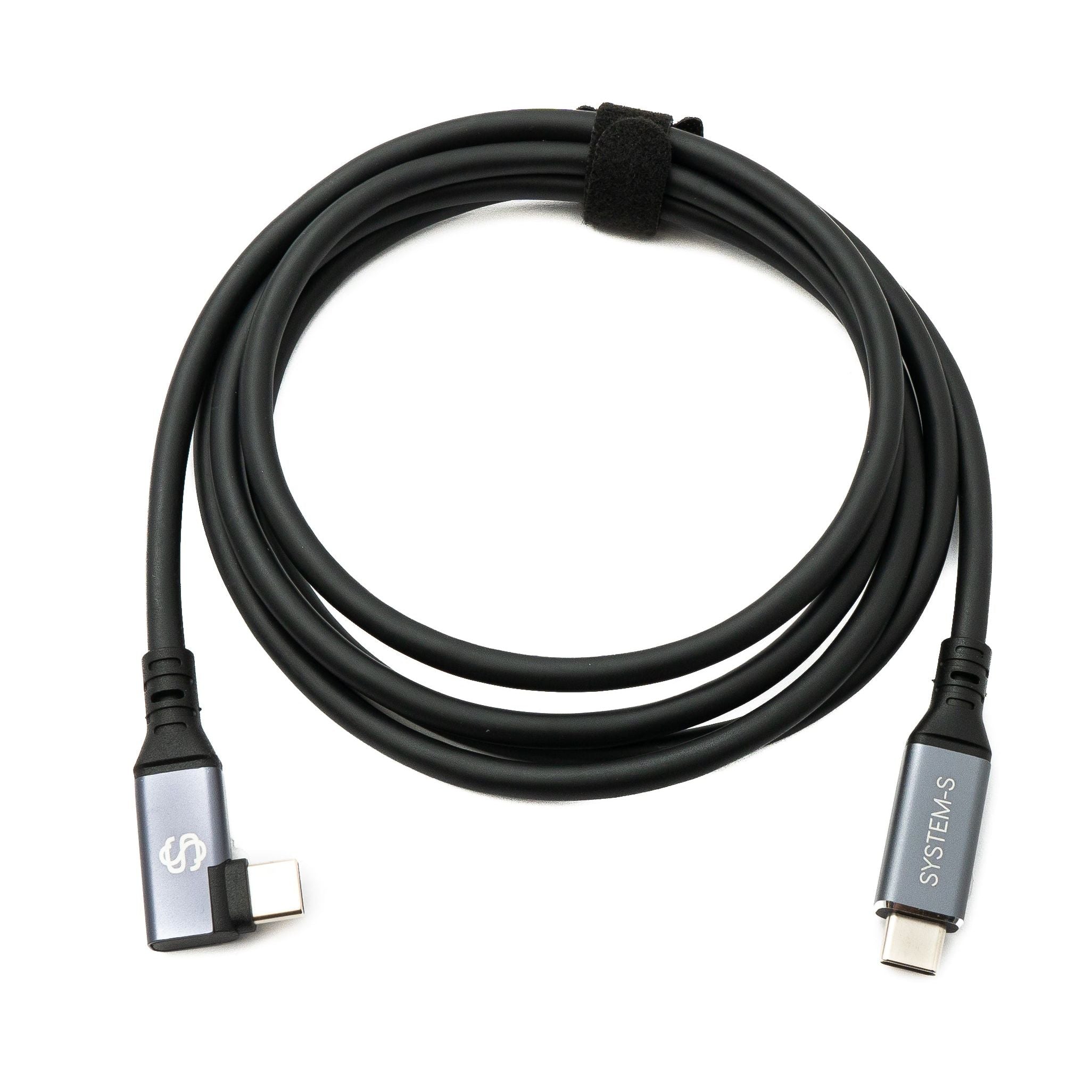 SYSTEM-S USB4 USB 150 cm Kabel Typ C Stecker zu Stecker Winkel 40 Gbit/s 240 W USB 4.0 Kabel