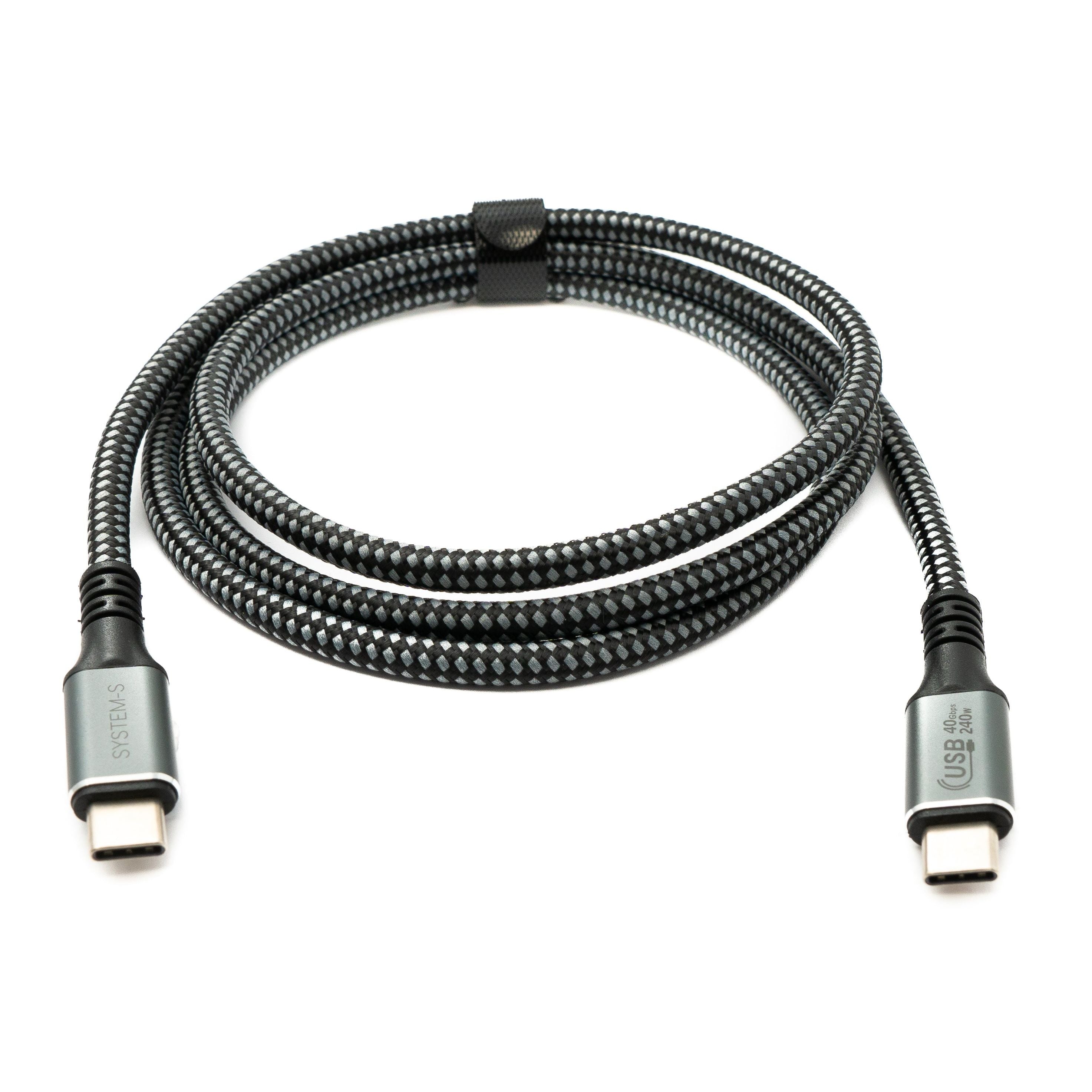 USB4 Kabel Typ C zu Typ C Geflochten 120 cm 40 Gbit/s 240 W Grau Abwärtskompatibel