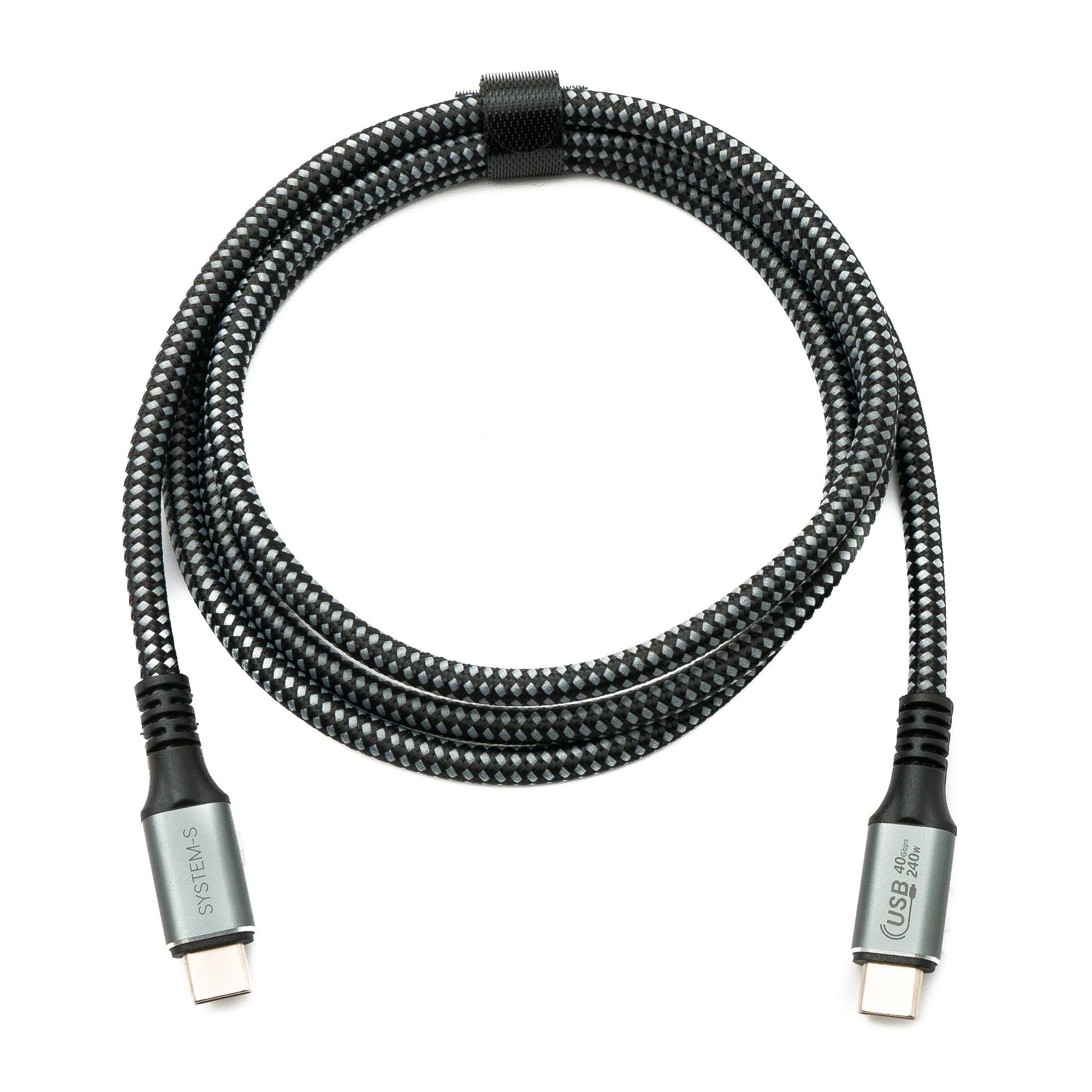 USB4 Kabel Typ C zu Typ C Geflochten 120 cm 40 Gbit/s 240 W Grau Abwärtskompatibel