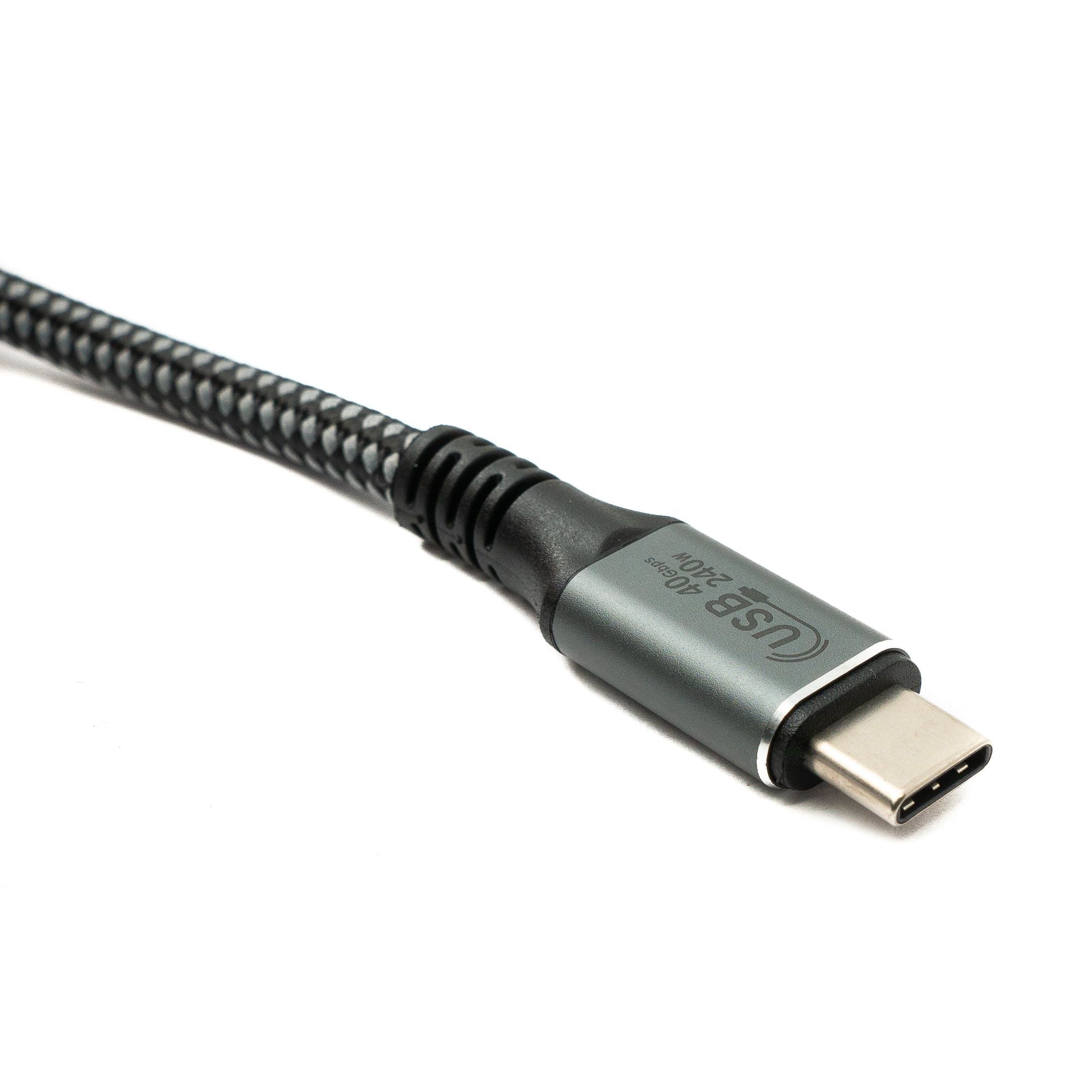 USB4 Kabel Typ C zu Typ C Geflochten 120 cm 40 Gbit/s 240 W Grau Abwärtskompatibel