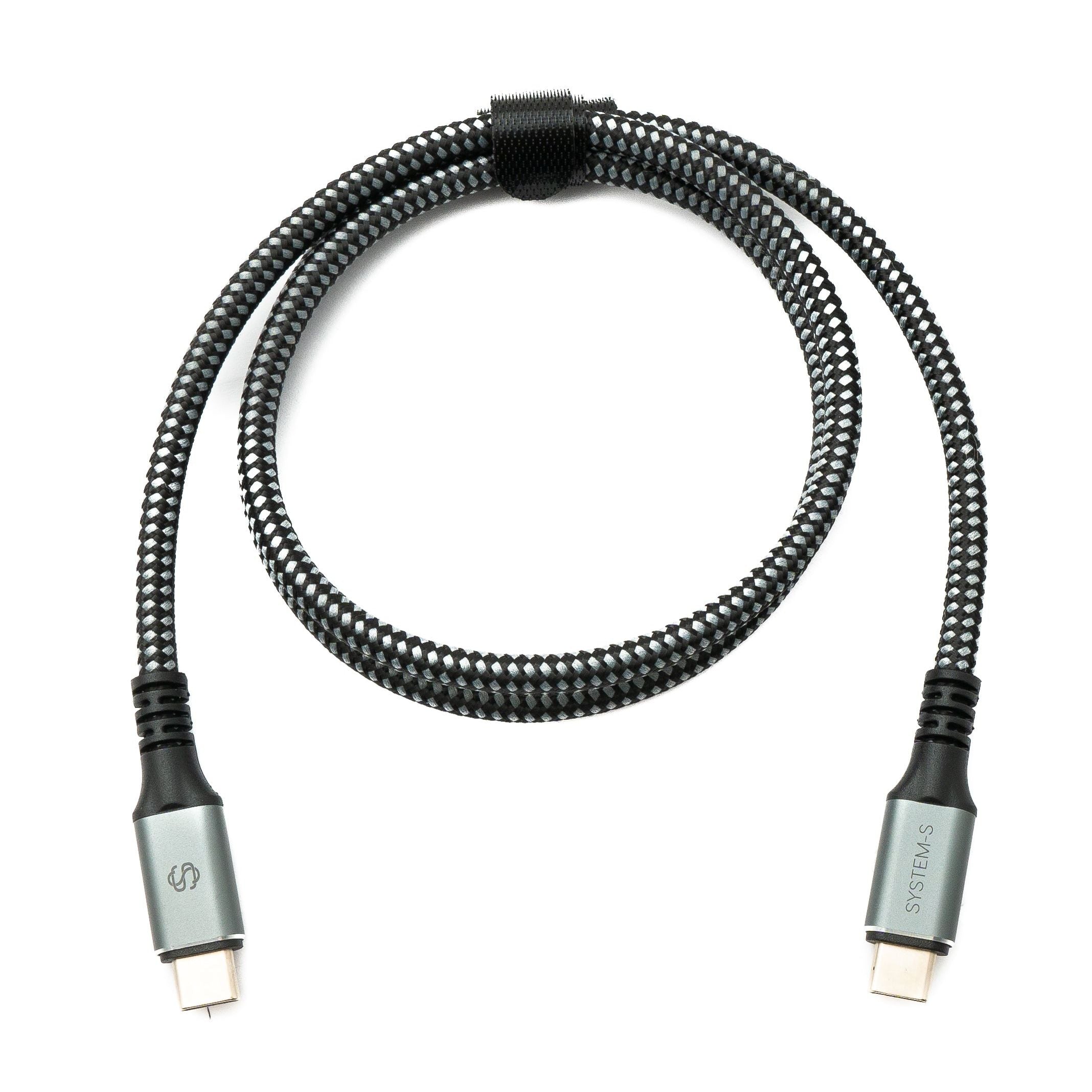 SYSTEM-S USB4 USB 80 cm Kabel Typ C Stecker zu Stecker geflochten 40 Gbit/s 240 W USB 4.0 Kabel