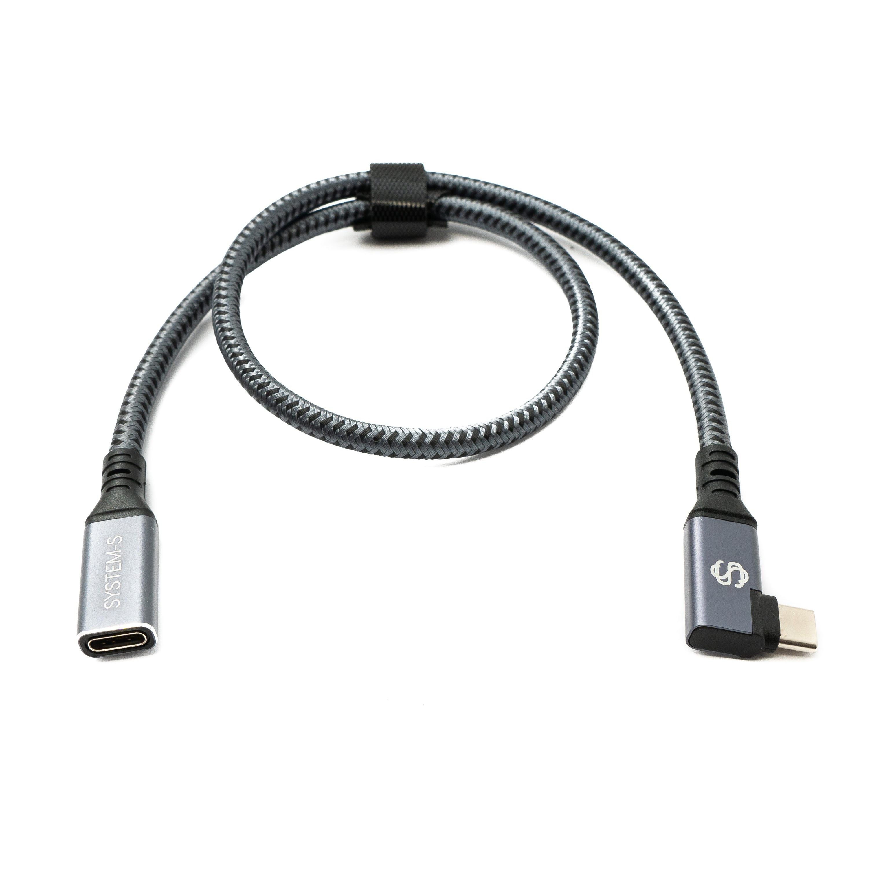 USB4 USB C Kabel Geflochten Winkelstecker Zu Buchse 40 Gbit Sekunde 240 W 40 cm Grau