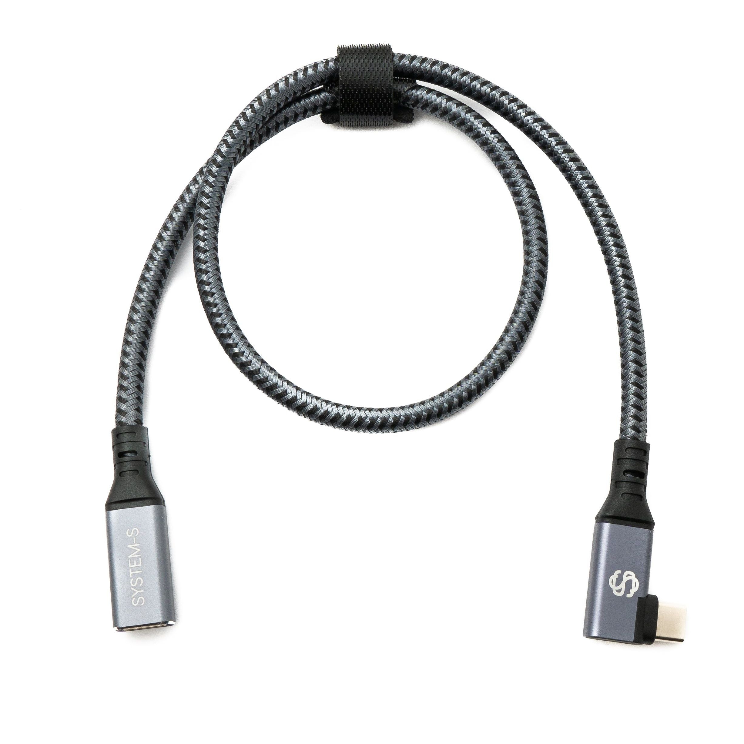 USB4 USB C Kabel Geflochten Winkelstecker Zu Buchse 40 Gbit Sekunde 240 W 40 cm Grau
