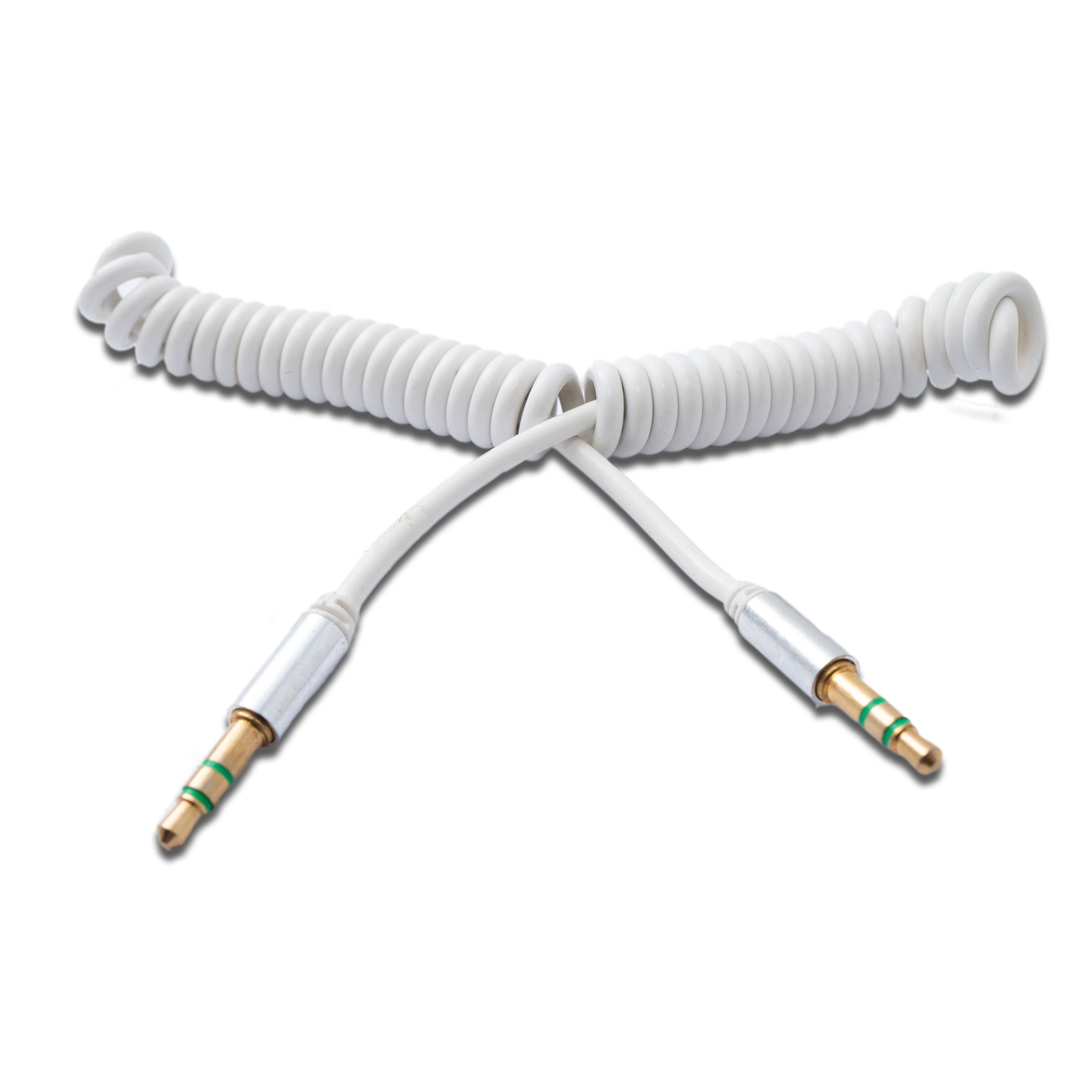 Spiral Audio Kabel 150 cm 3,5 mm Stereo Klinke Weiß Flexibles Kabel Für Audio Und Mikrofone