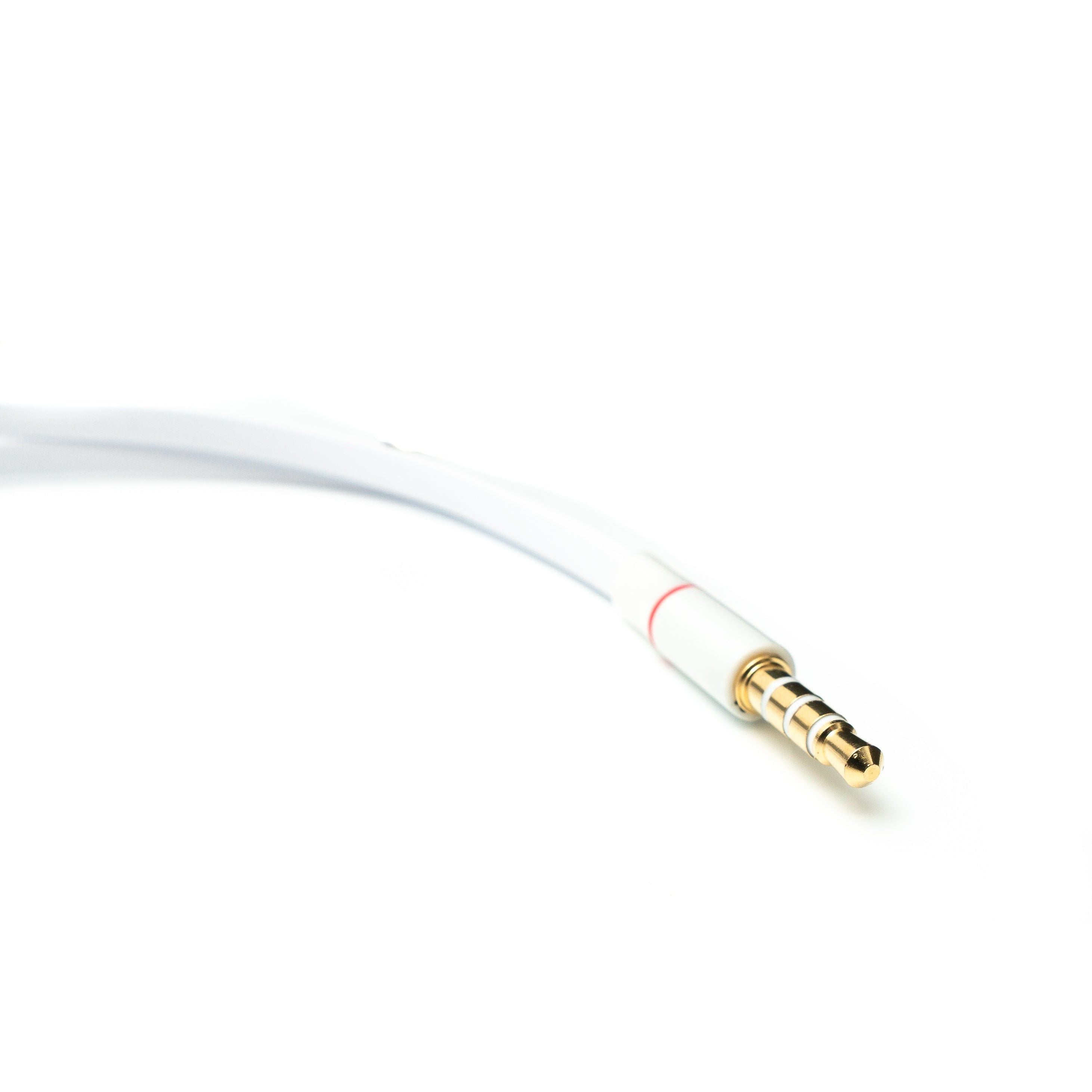 SYSTEM-S Audio Y Kabel 20 cm Stereo AUX Klinke 3,5 mm Stecker Zu 2x Buchsen Weiß Kopfhörer Mikrofon