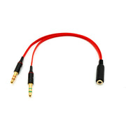 Audio Y Kabel 20 cm Stereo Klinke 3,5 mm Buchse Zu 2x Stecker Flach Kompakt Adapter Rot