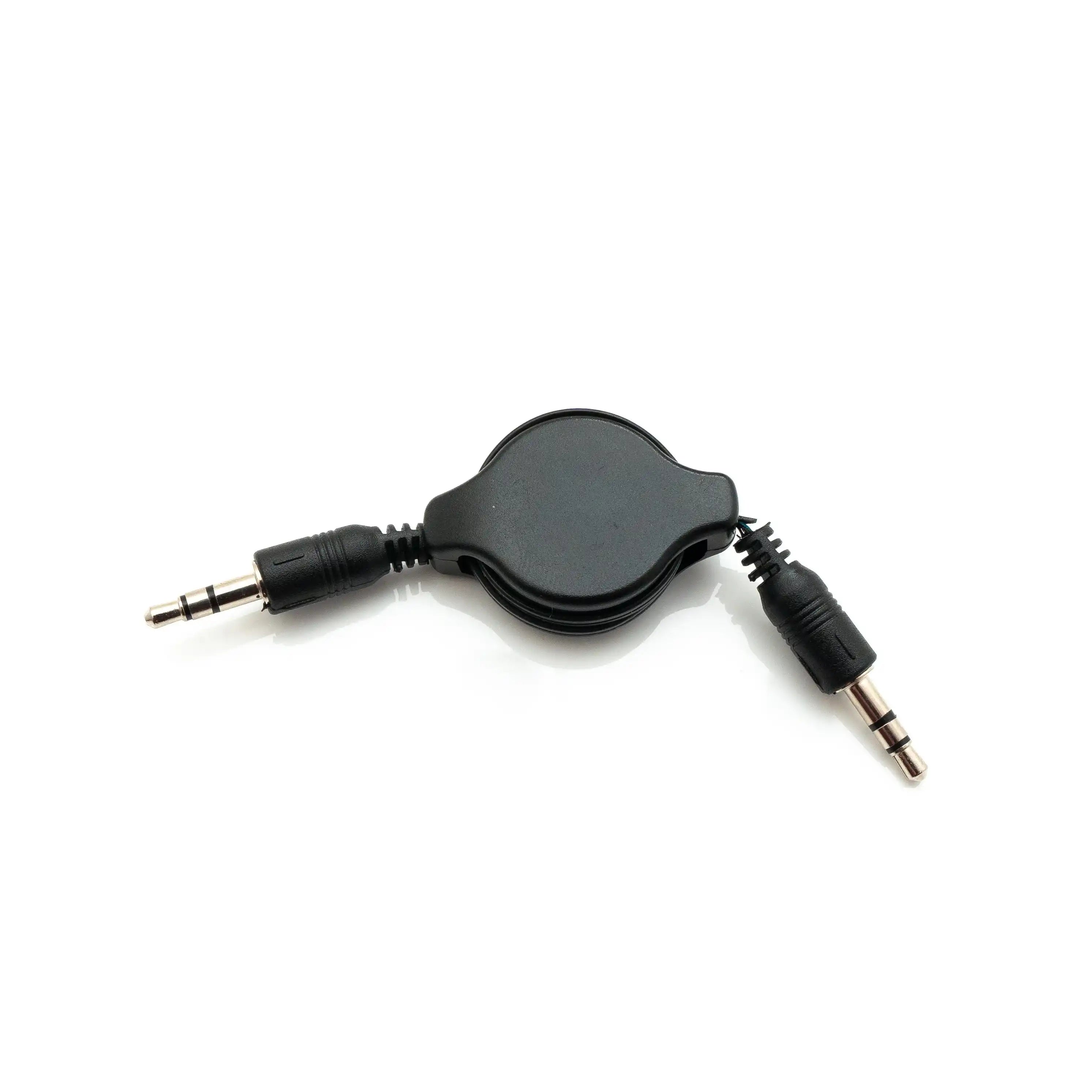 Ausfahrbares Stereo AUX Kabel 3,5 mm Klinke 80 cm Lang Stecker Zu Stecker Schwarz