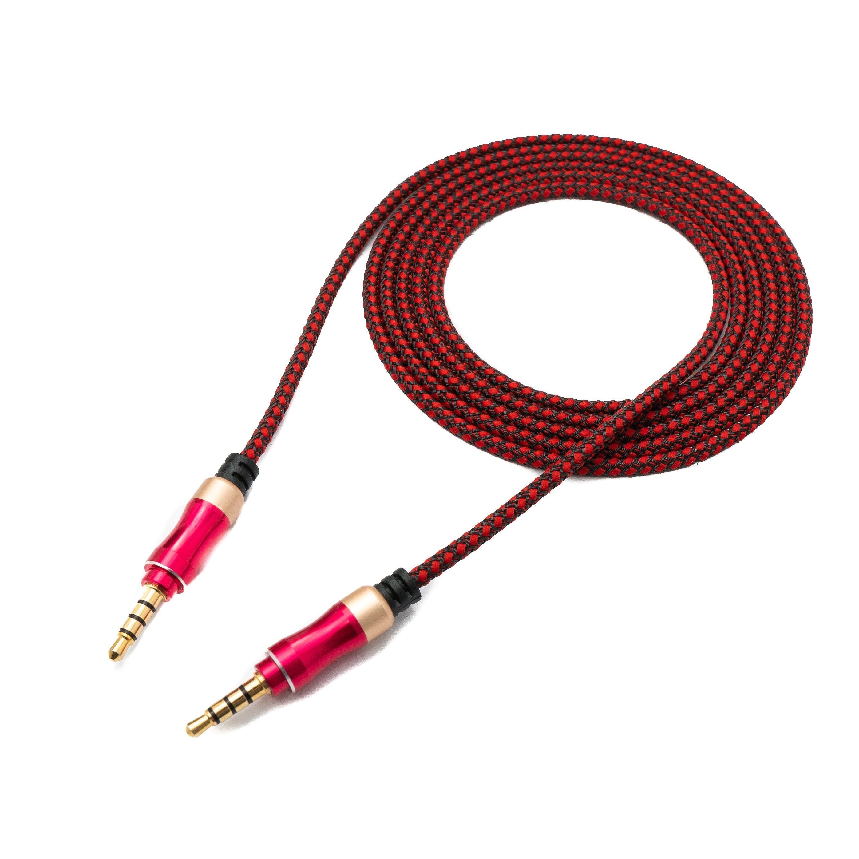 SYSTEM-S Pink Geflochtenes Stereo AUX Kabel 150 cm 3,5 mm Stecker Zu Stecker Hochwertiges Kabel