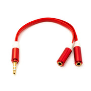 Rotes Flaches Y Audio Kabel 3,5 Mm Stereo Kopfhörer Mikrofon Aufteilung 20 Cm Ideal Für Gaming