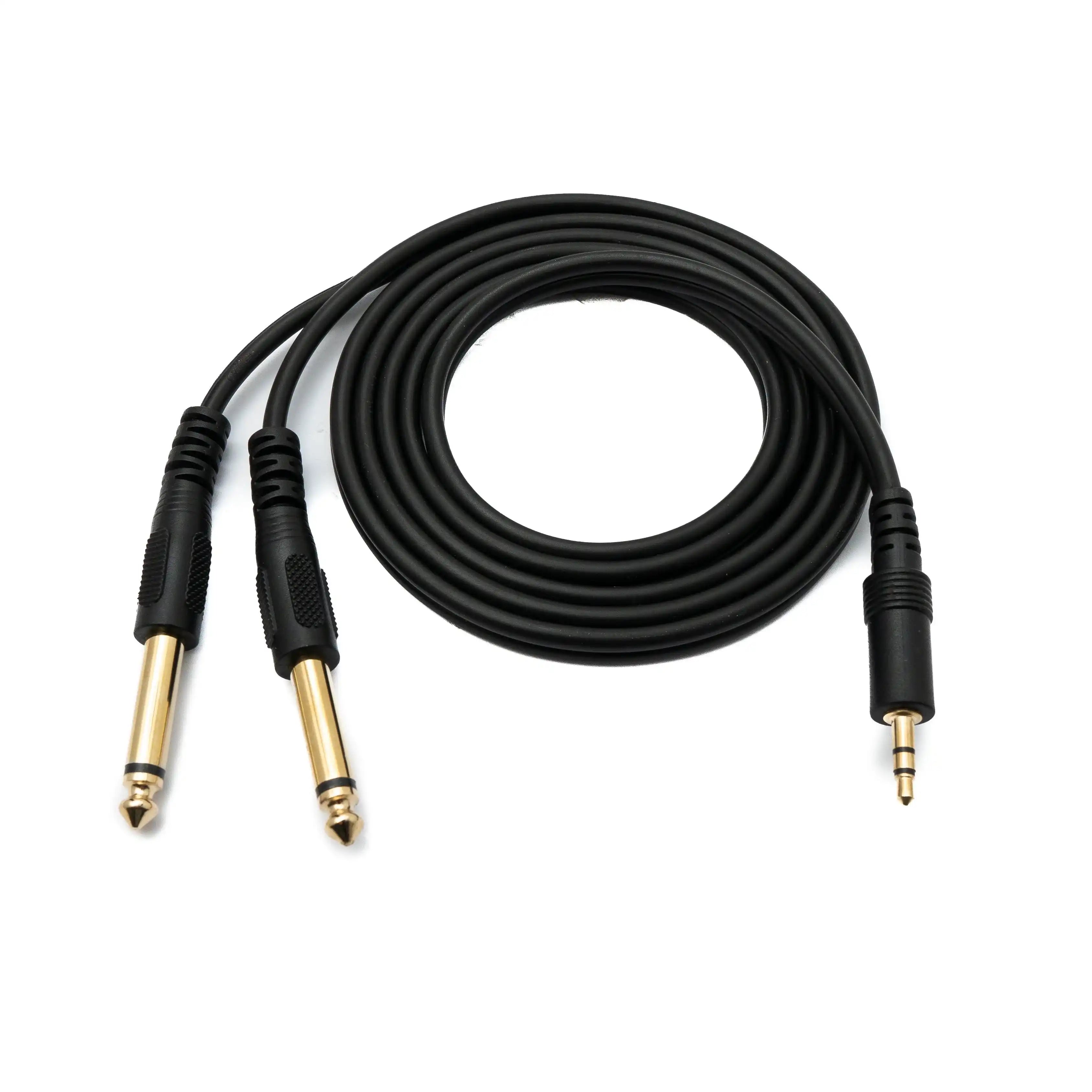 Audio Y Kabel 150 Cm 6,35 mm Stereo AUX Klinke Zu 3,5 mm Stecker Adapter Schwarz