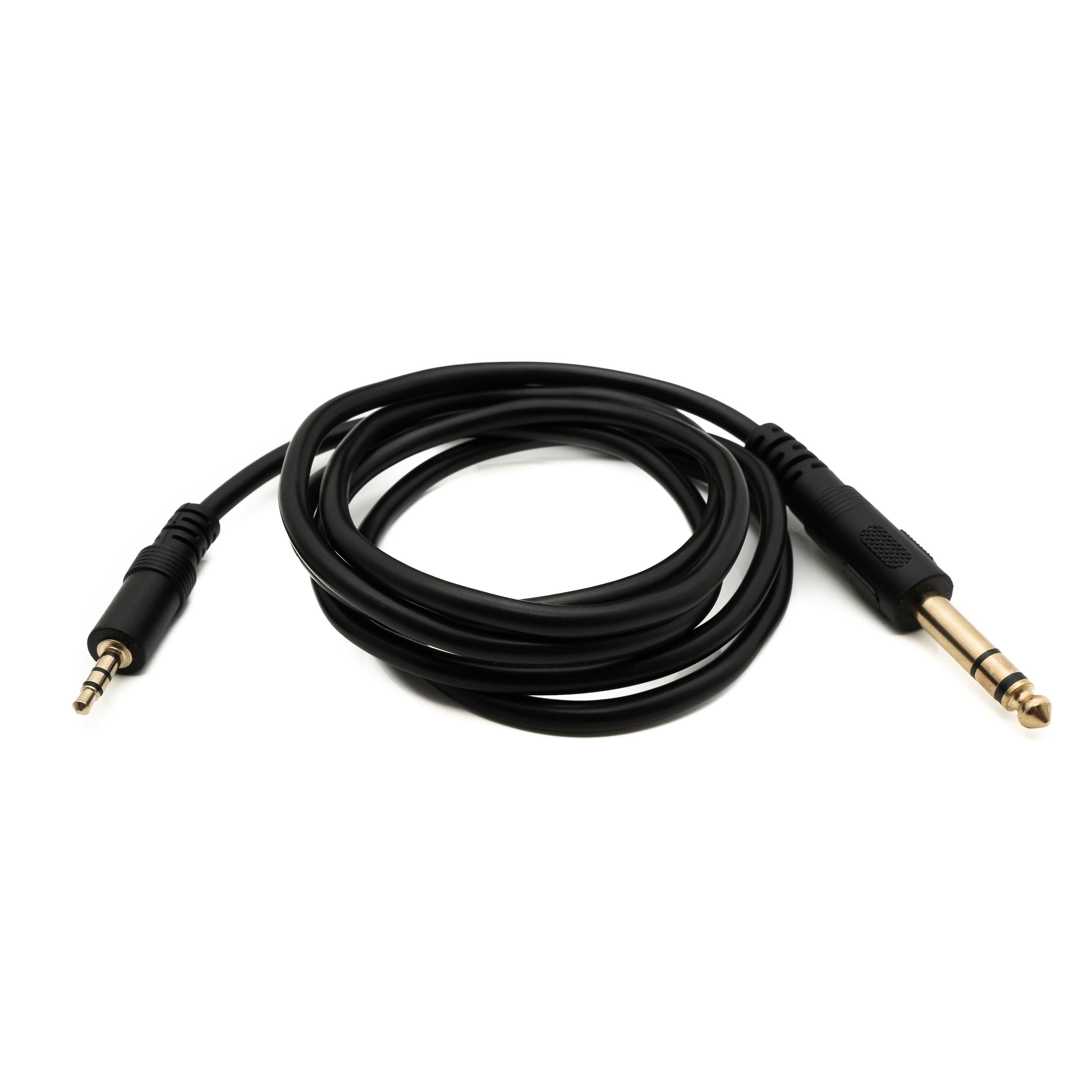 SYSTEM-S Audio Kabel 150 cm Stereo AUX Klinke 6,35 mm Stecker zu Stecker Winkel Schwarz