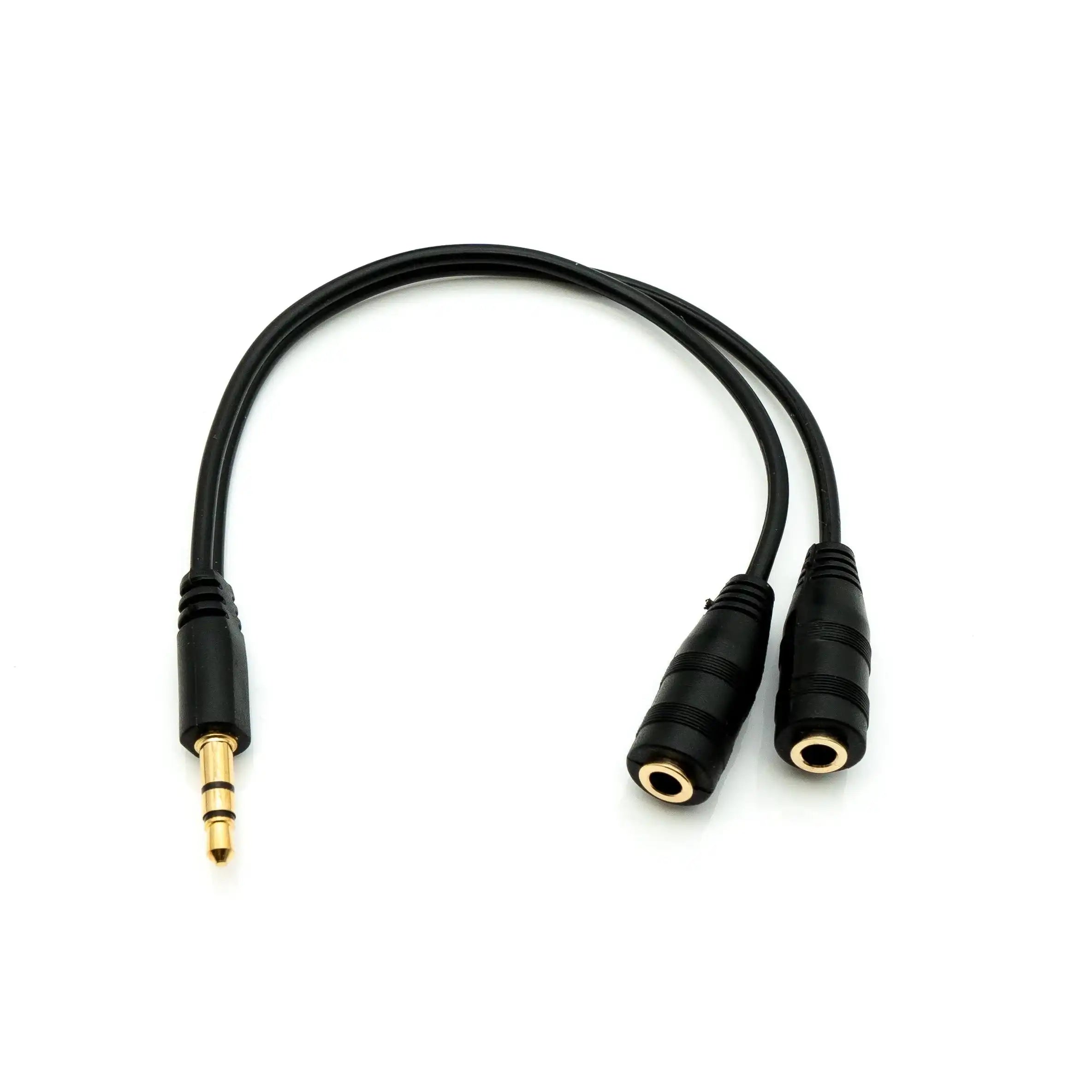 Audio Y Kabel 20 cm Stereo Klinke 3,5 mm Stecker Zu 2x Buchsen Adapter Schwarz Praktisch