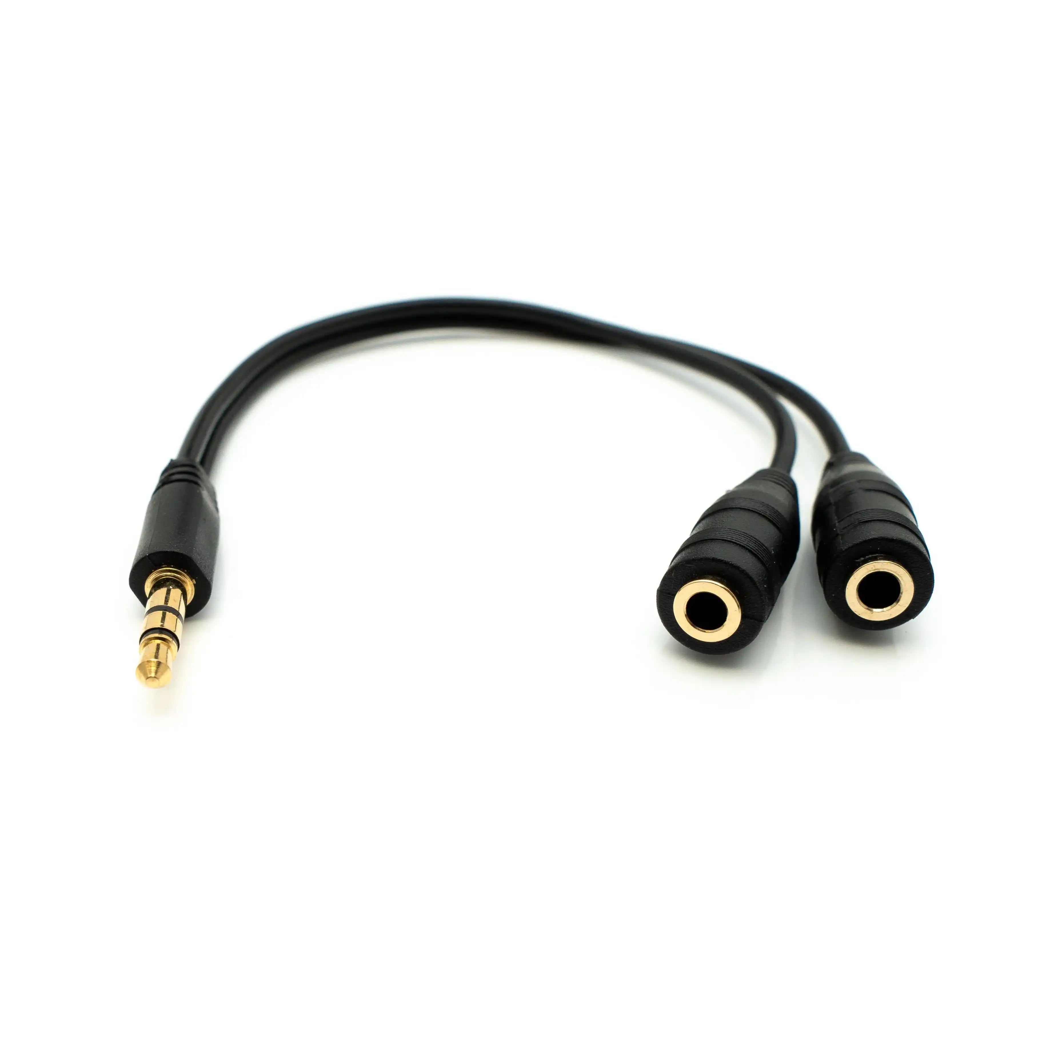 Audio Y Kabel 20 cm Stereo Klinke 3,5 mm Stecker Zu 2x Buchsen Adapter Schwarz Praktisch