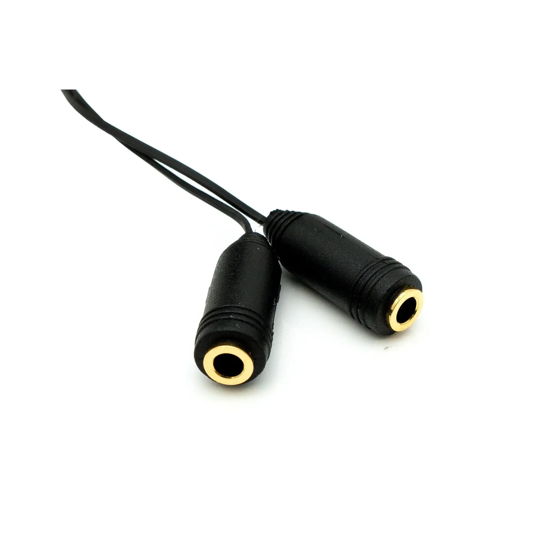 Audio Y Kabel 100 cm Stereo Aux Klinke 3,5 mm Stecker Zu 2x Buchsen Ausziehbar Schwarz