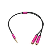 Audio Y Kabel 30 Cm Stereo Klinke 3,5 Mm Stecker Zu 2x Buchse Pink Ideal Für Headsets