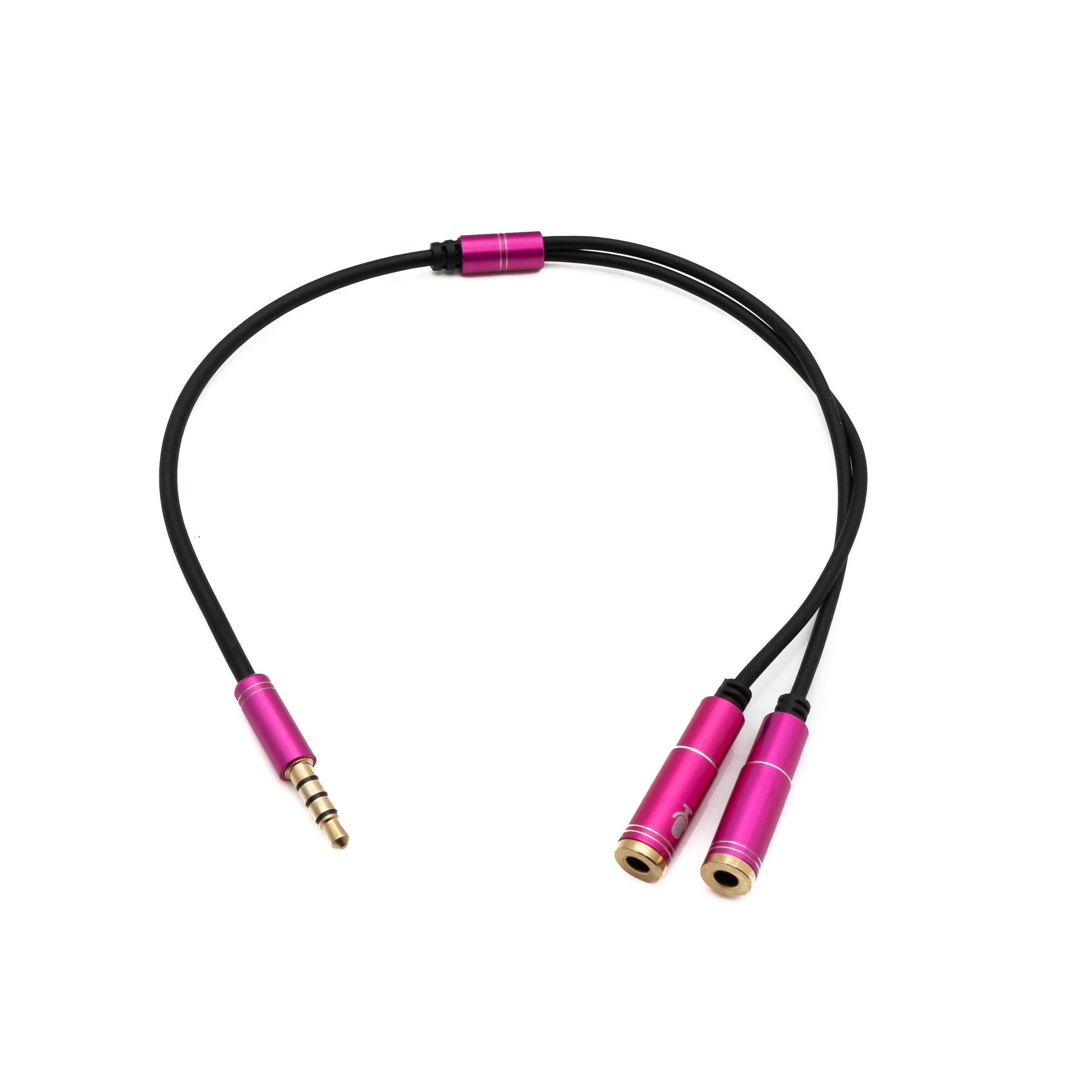 Audio Y Kabel 30 Cm Stereo Klinke 3,5 Mm Stecker Zu 2x Buchse Pink Ideal Für Headsets