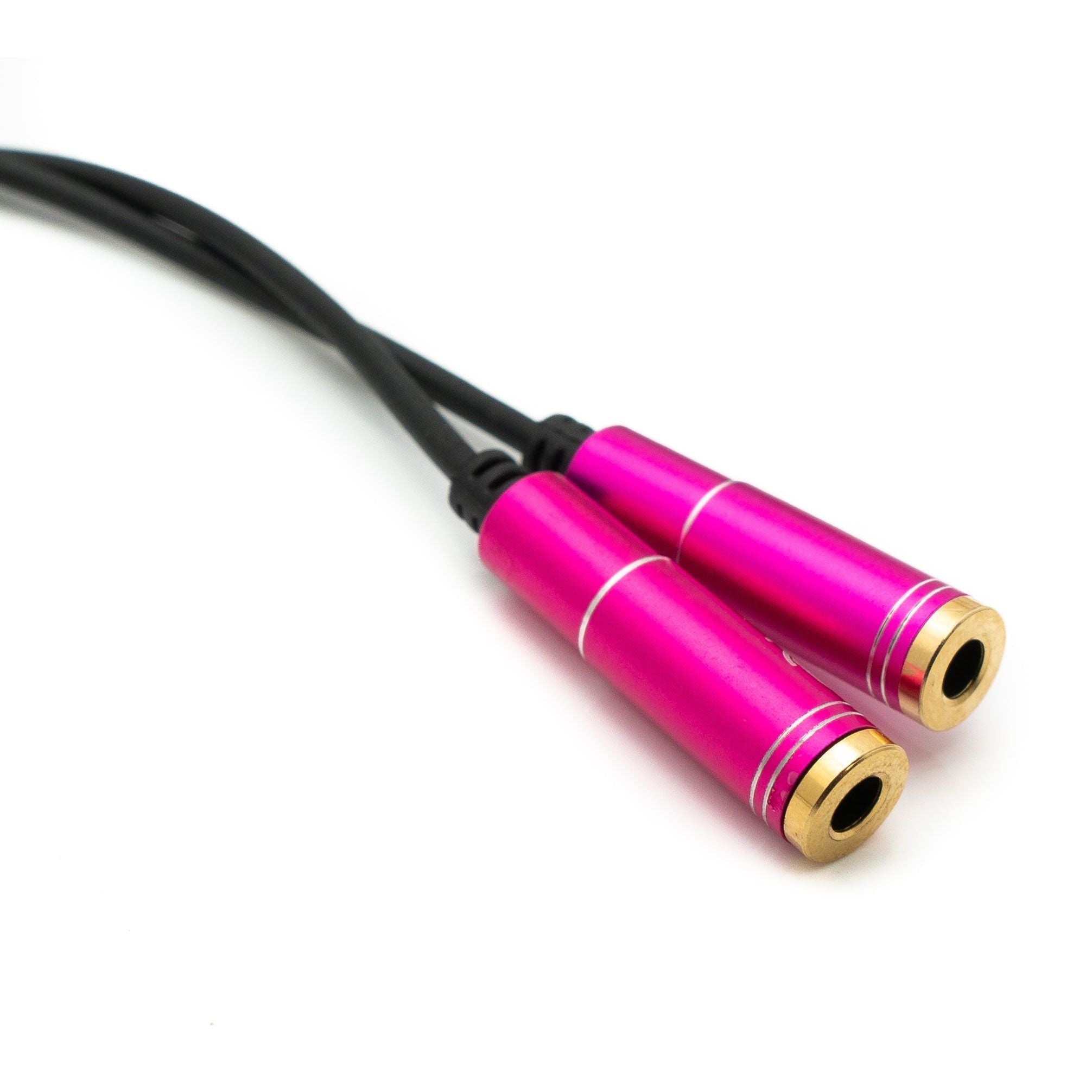 Audio Y Kabel 30 Cm Stereo Klinke 3,5 Mm Stecker Zu 2x Buchse Pink Ideal Für Headsets