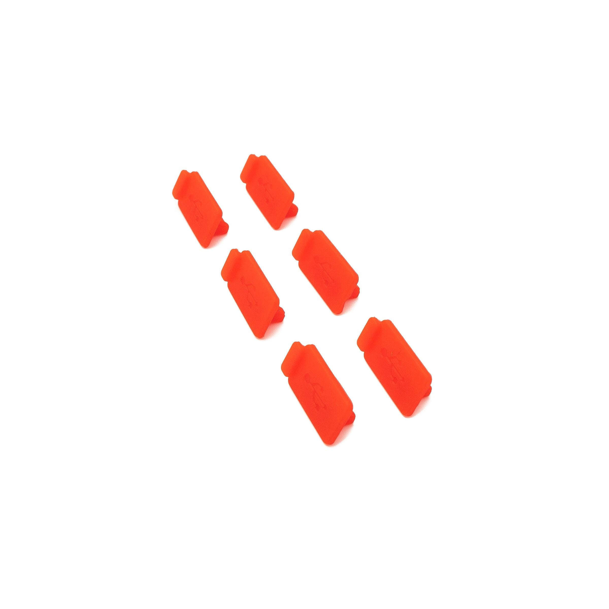 SYSTEM-S 6x USB Typ A Anti Staub Schutz Abdeckung aus Silikon in Rot