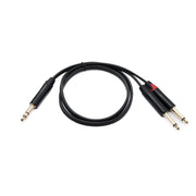 Audio Y Klinke Kabel 100 Cm 2x 6,35 Mm TRS 2 Polig Zu 1x Stecker AUX Kabelfarbe Schwarz