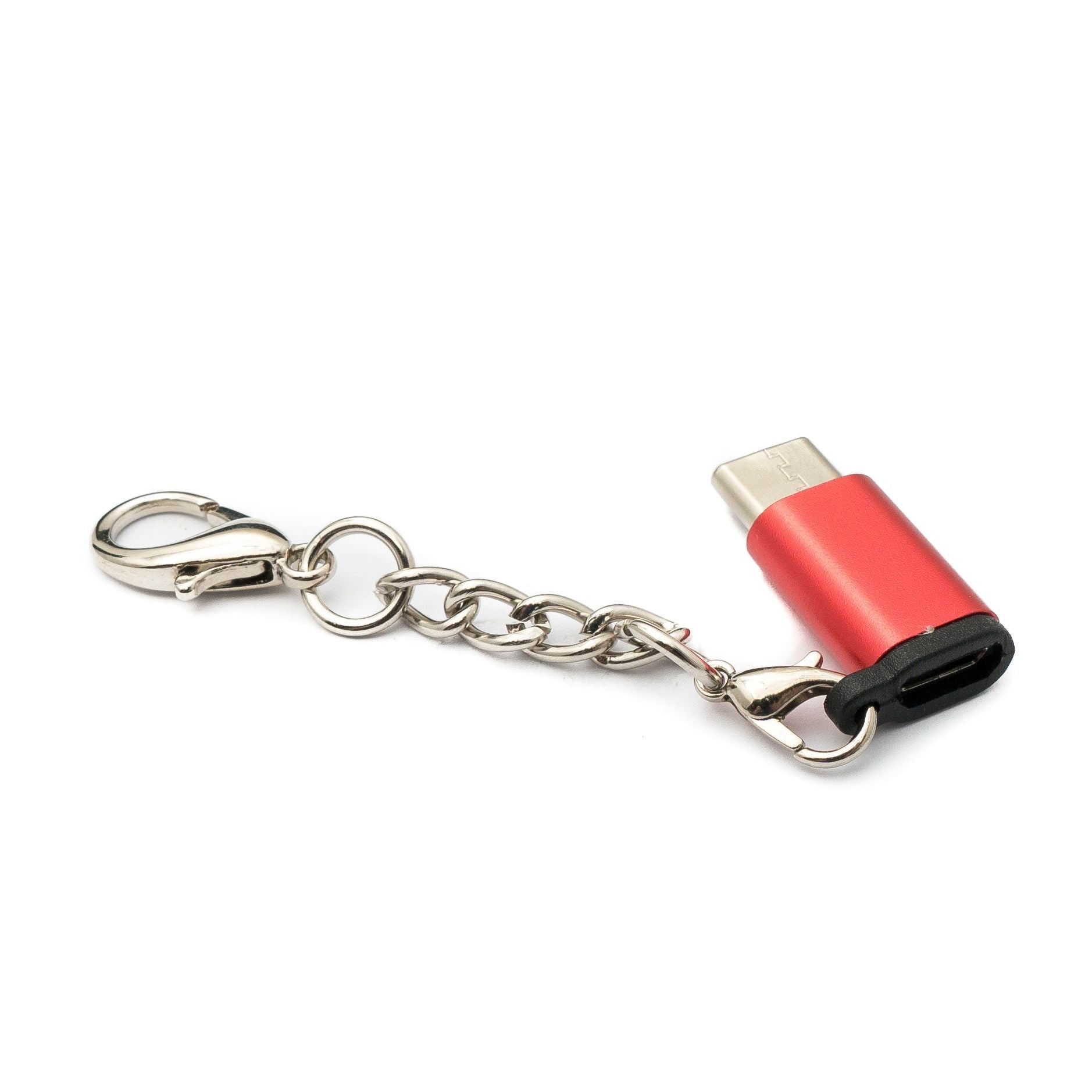 SYSTEM-S USB 3.1 Adapter Typ C Stecker zu 2.0 Micro B Buchse Kette in Rot