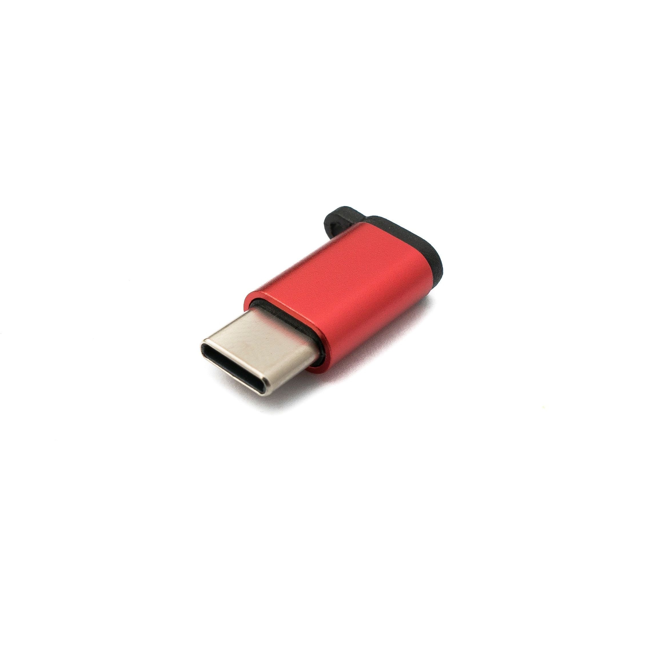 SYSTEM-S USB 3.1 Adapter Typ C Stecker zu 2.0 Micro B Buchse Kette in Rot