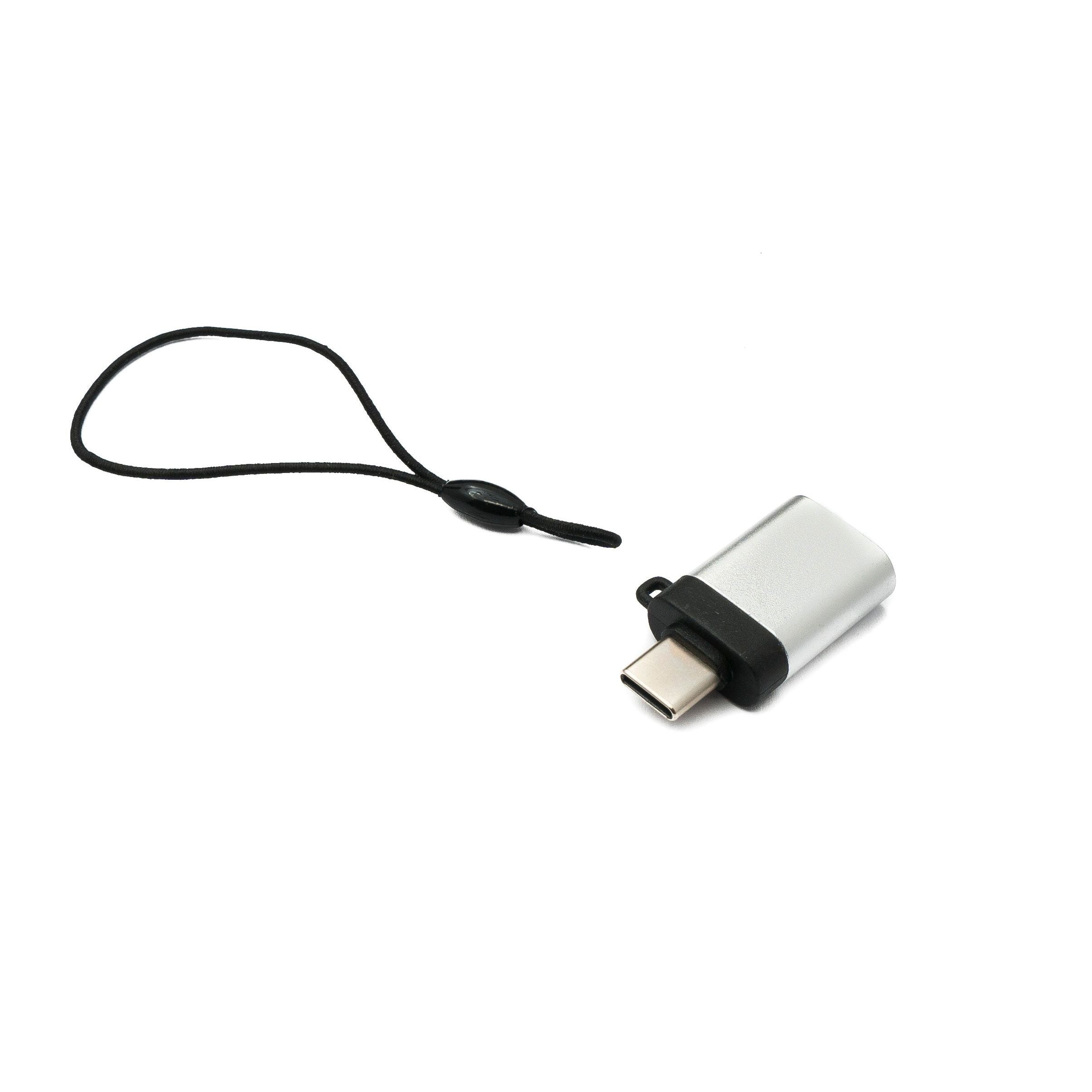 SYSTEM-S USB 3.1 Adapter Typ C Stecker zu 3.0 Typ A Buchse Schlaufe in Anthrazit