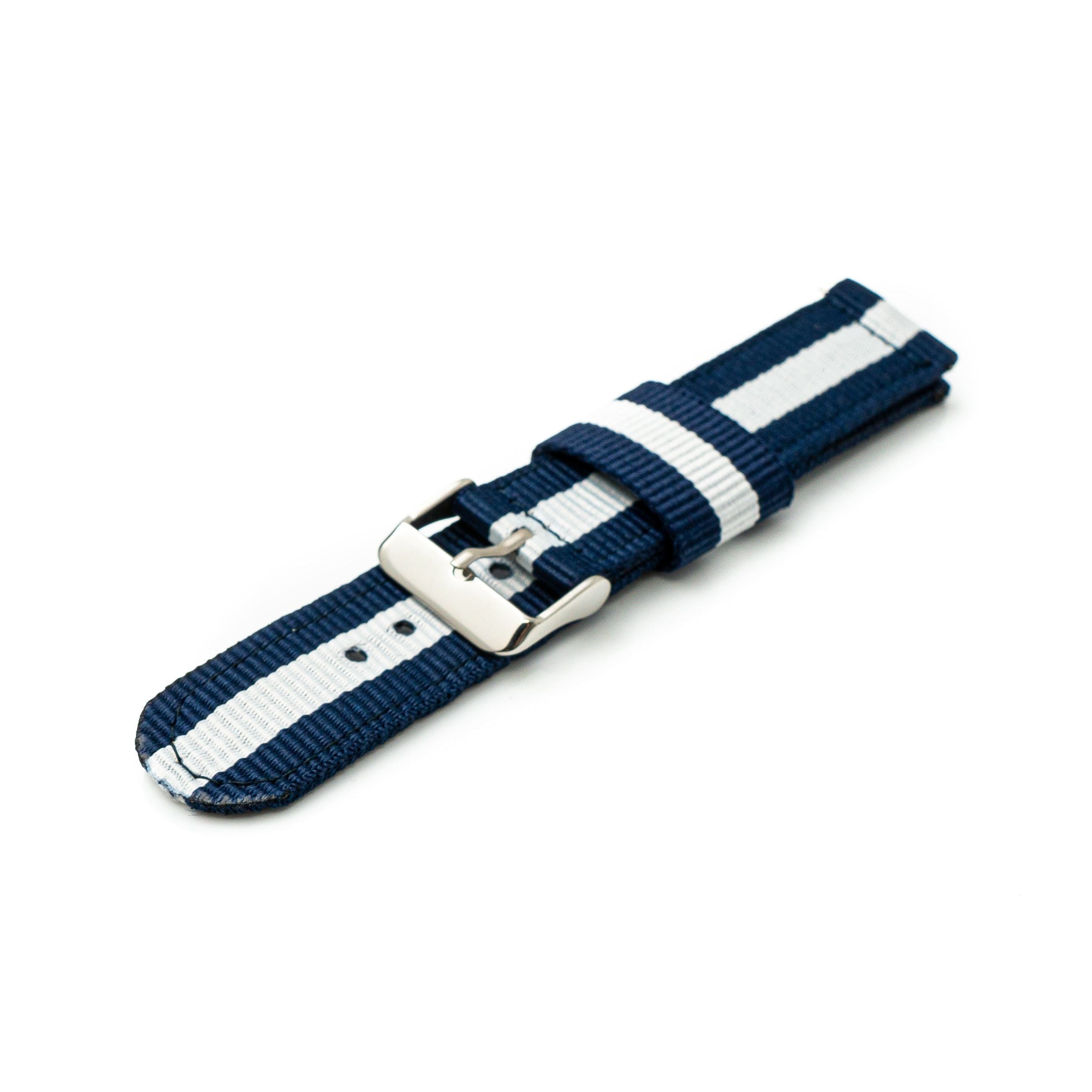 SYSTEM-S Nylon Armband 20 mm Blau Weiß Für Samsung Galaxy Watch 4 Leichtes Tragekomfortband