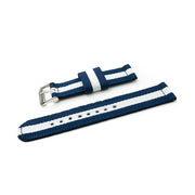 SYSTEM-S Nylon Armband 20 mm Blau Weiß Für Samsung Galaxy Watch 4 Leichtes Tragekomfortband