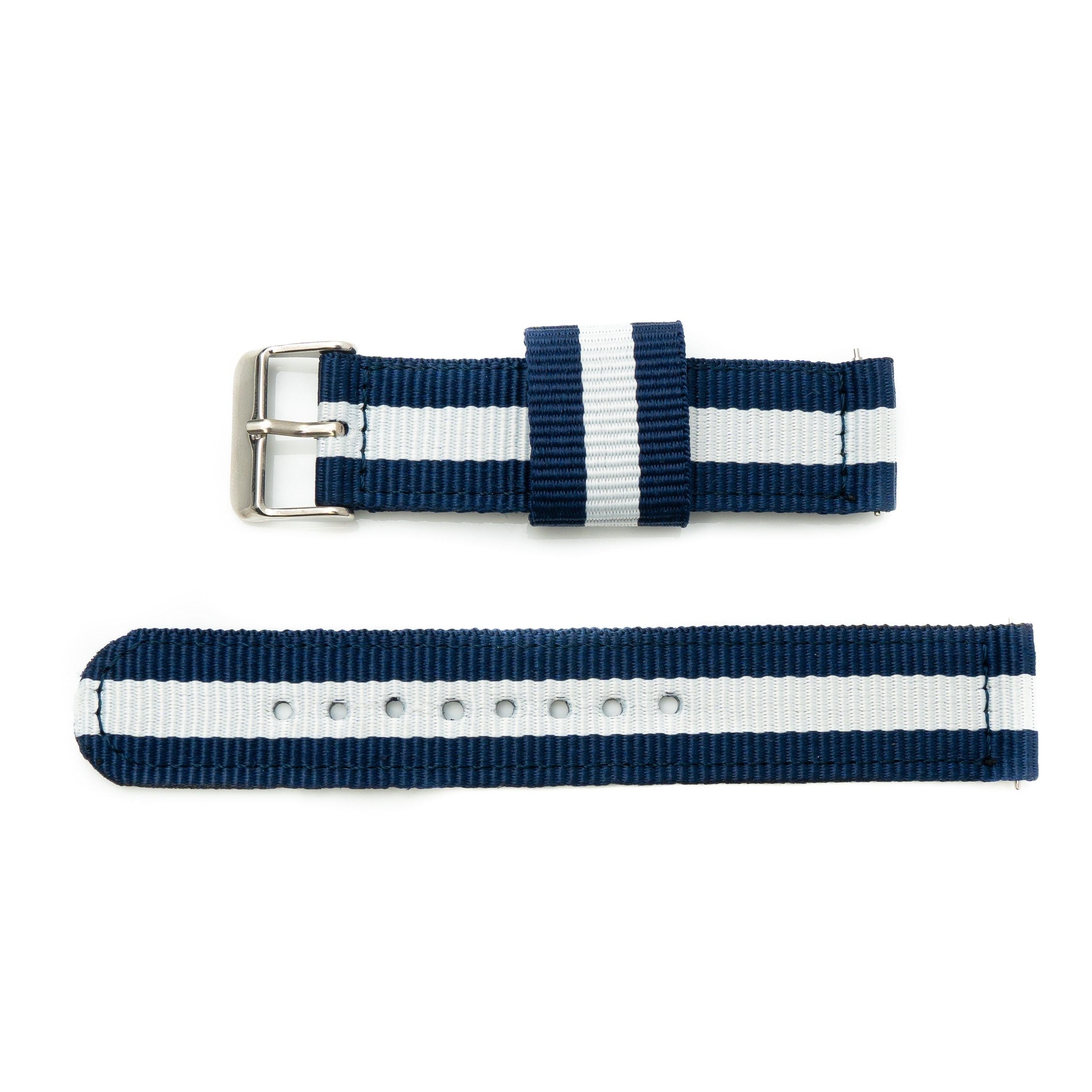 SYSTEM-S Nylon Armband 20 mm Blau Weiß Für Samsung Galaxy Watch 4 Leichtes Tragekomfortband