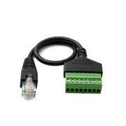 SYSTEM-S LAN Kabel 30 cm RJ45 Stecker zu 8 pin Terminalblock in Schwarz
