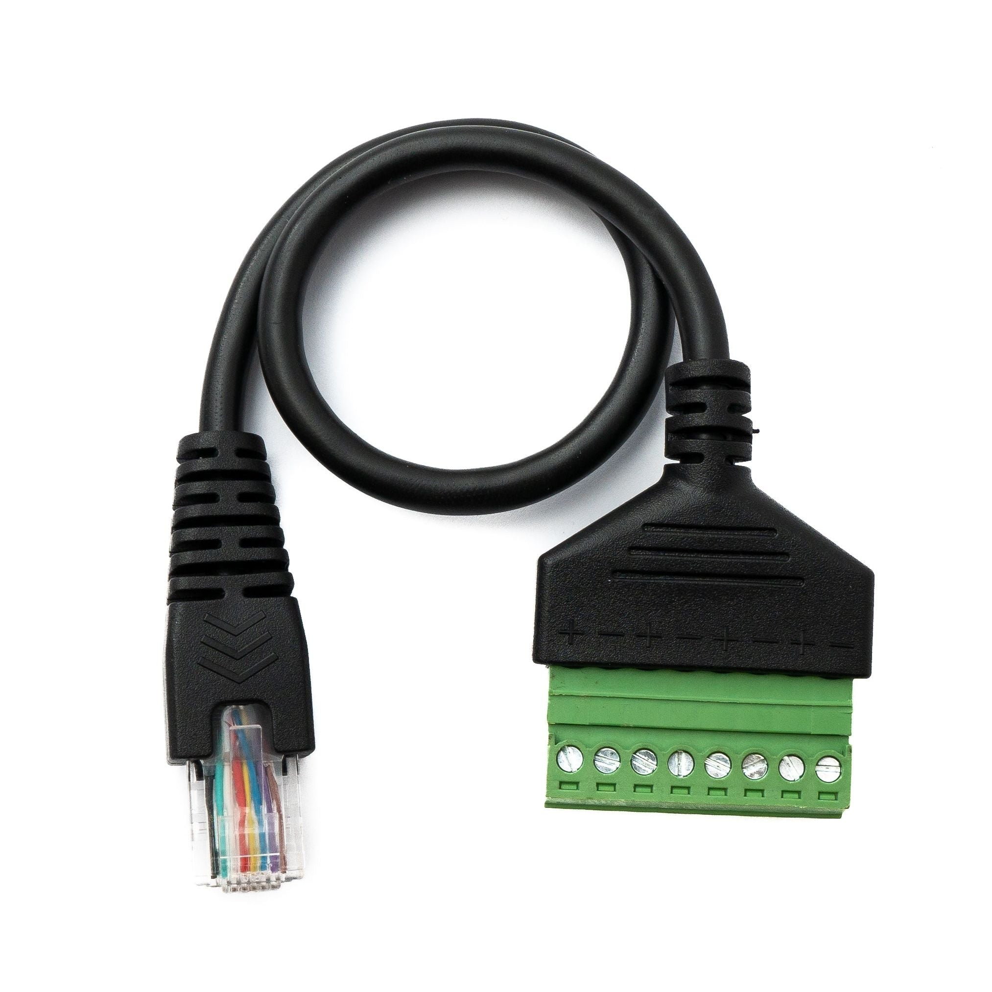 SYSTEM-S LAN Kabel 30 cm RJ45 Stecker zu 8 pin Terminalblock in Schwarz