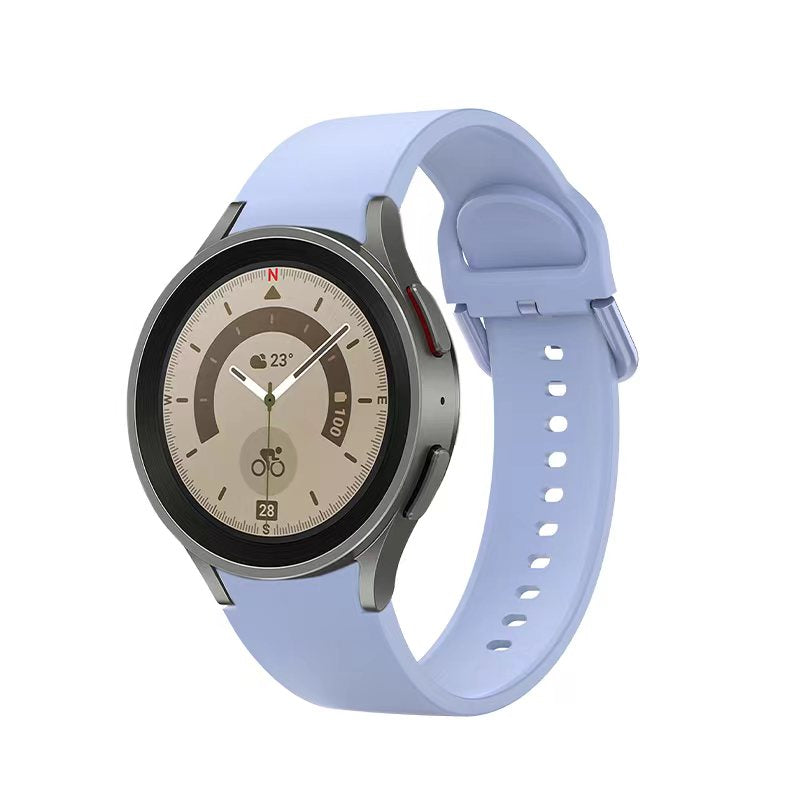 Silikon Armband 20 Mm Hell Lila Für Samsung Galaxy Watch 5 4 Smartwatch Mit Dornenschließe
