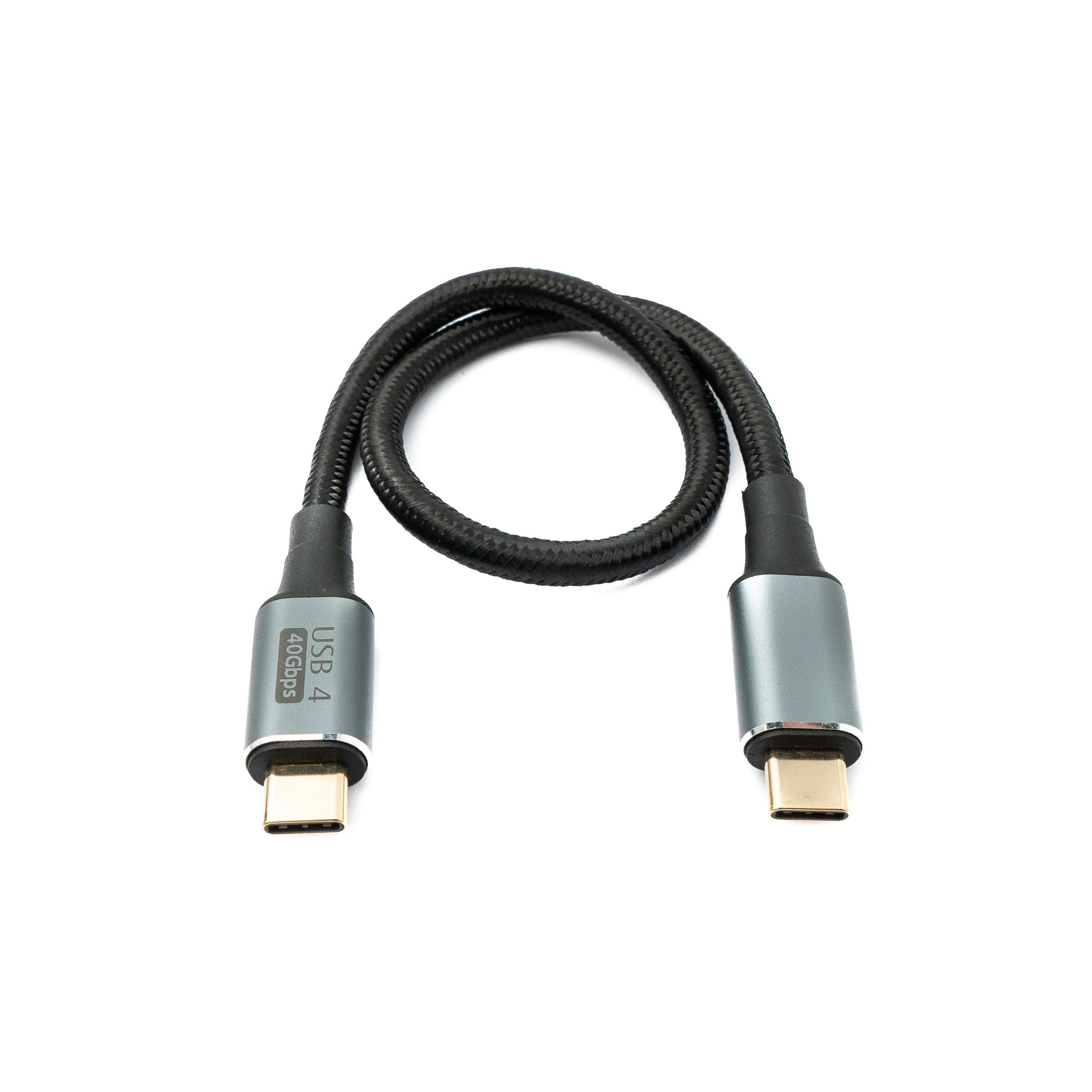 System-S USB4 Kabel 30 cm - Hochgeschwindigkeits USB 4.0 mit 40 Gbit/s, Geflochten, Schwarz, Typ C zu C