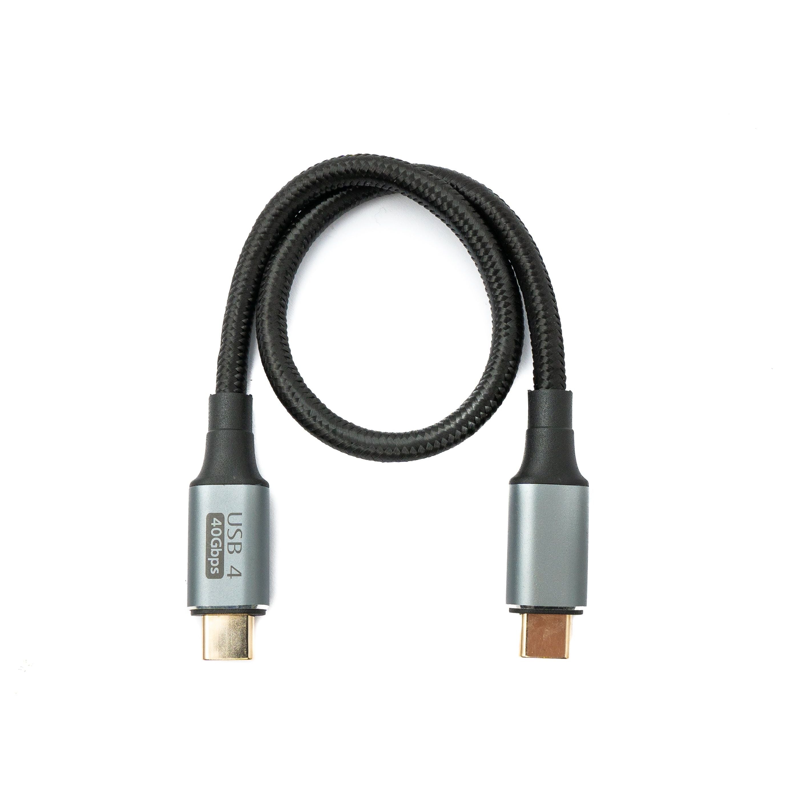 System-S USB4 Kabel 30 cm - Hochgeschwindigkeits USB 4.0 mit 40 Gbit/s, Geflochten, Schwarz, Typ C zu C