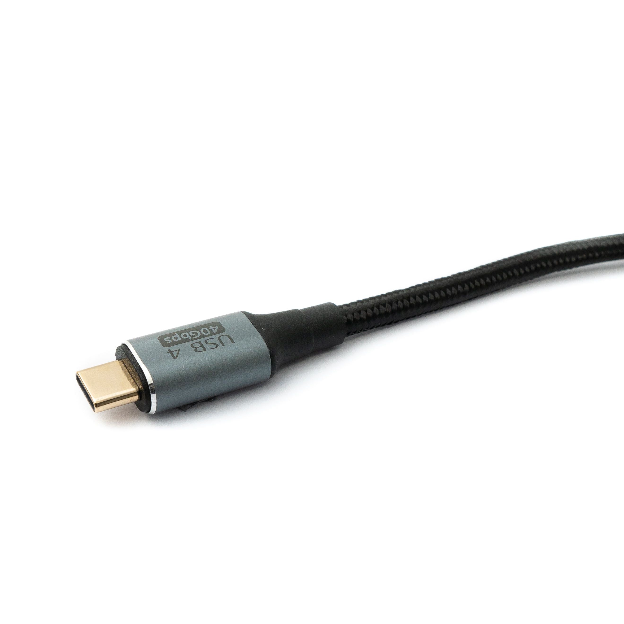 System-S USB4 Kabel 30 cm - Hochgeschwindigkeits USB 4.0 mit 40 Gbit/s, Geflochten, Schwarz, Typ C zu C
