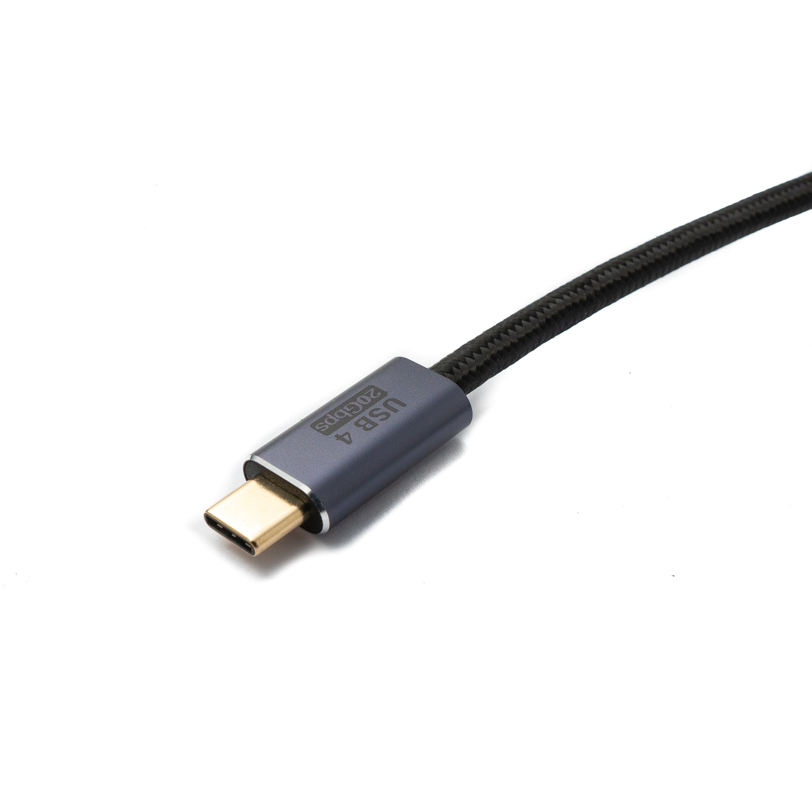 SYSTEM-S USB4 USB Kabel 100 cm Typ C Stecker zu Stecker 20 Gbit/s USB 4.0 geflochten Schwarz