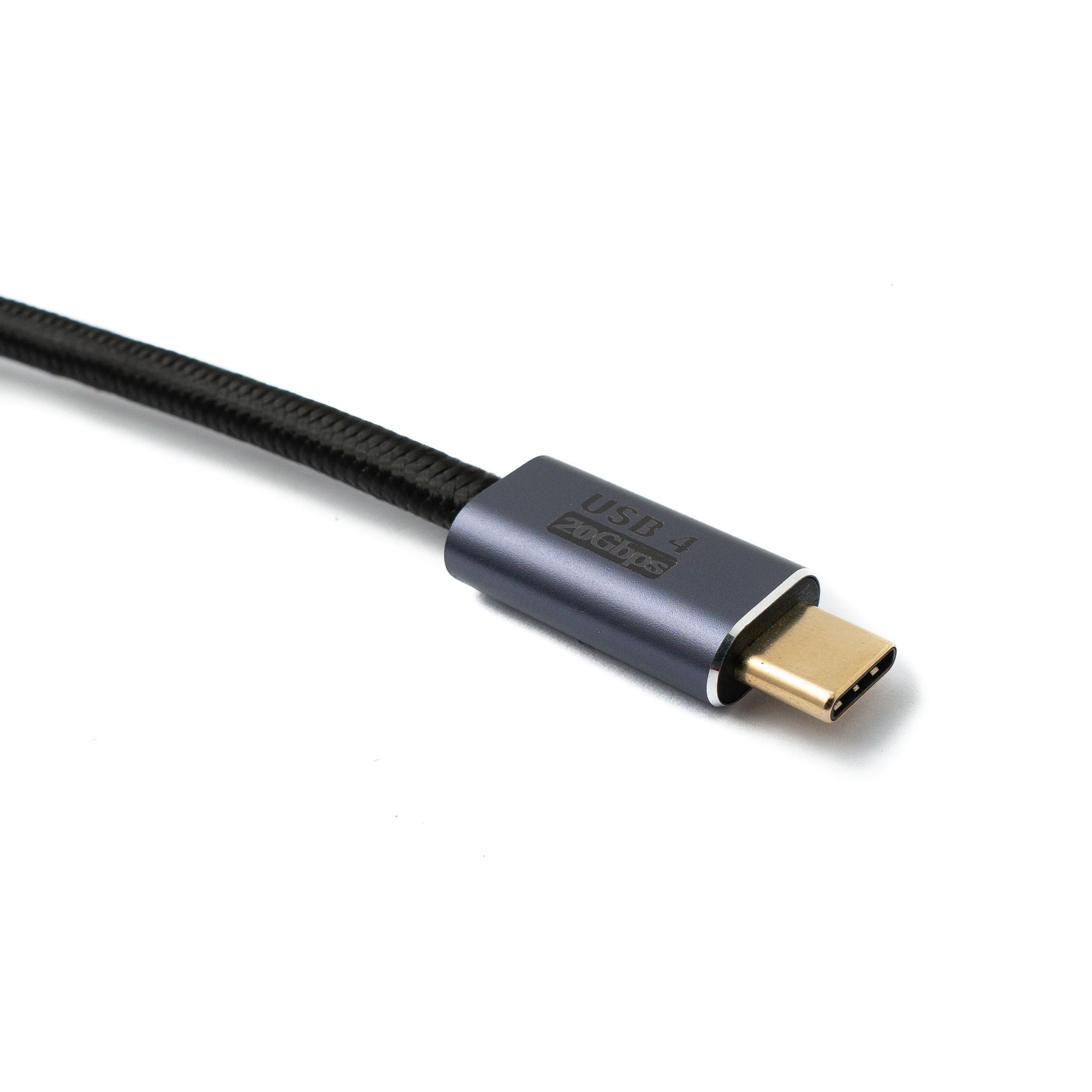 SYSTEM-S USB4 USB Kabel 100 cm Typ C Stecker zu Stecker 20 Gbit/s USB 4.0 geflochten Schwarz