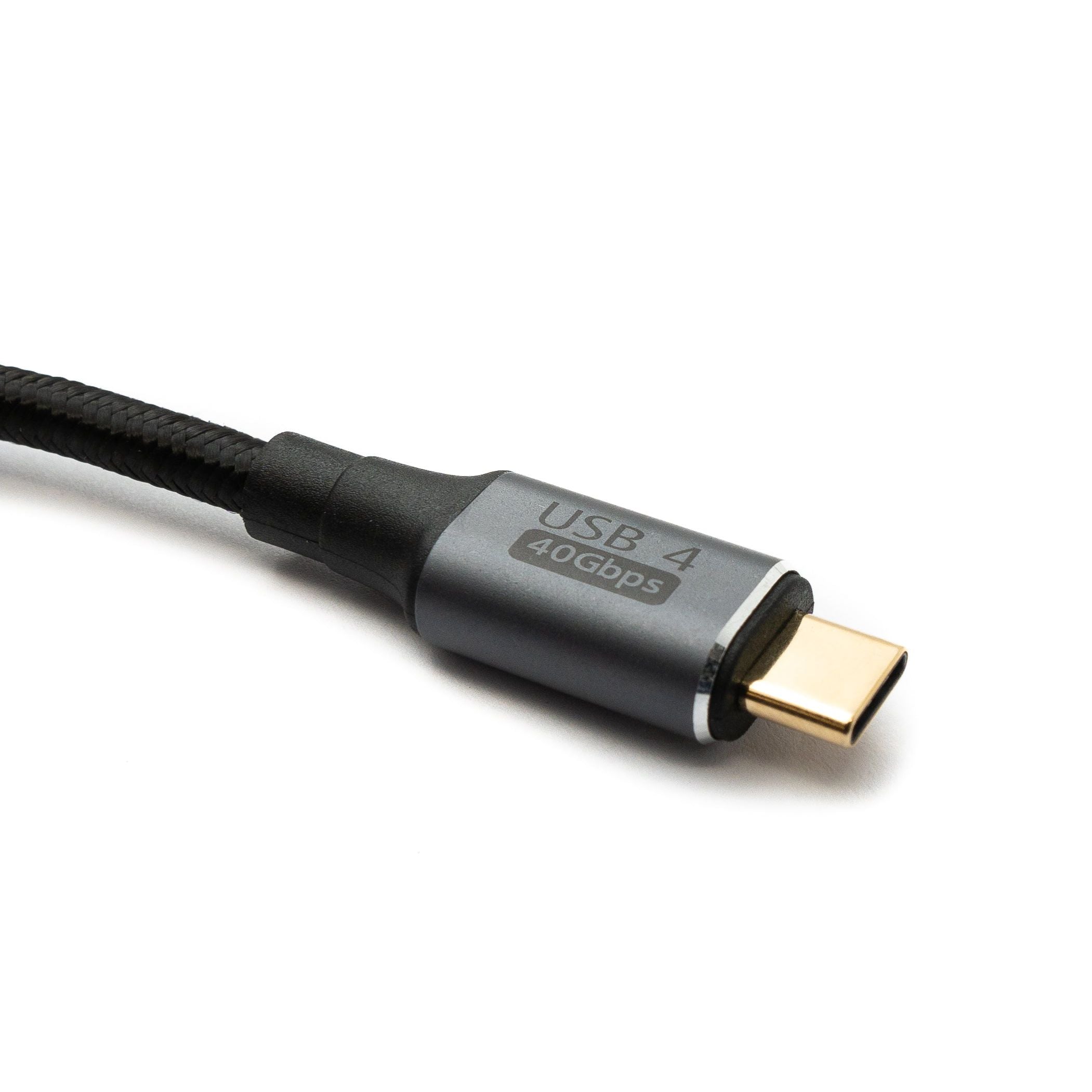 SYSTEM-S USB4 USB Kabel 120 cm Typ C Stecker zu Stecker 40 Gbit/s USB 4.0 geflochten Schwarz