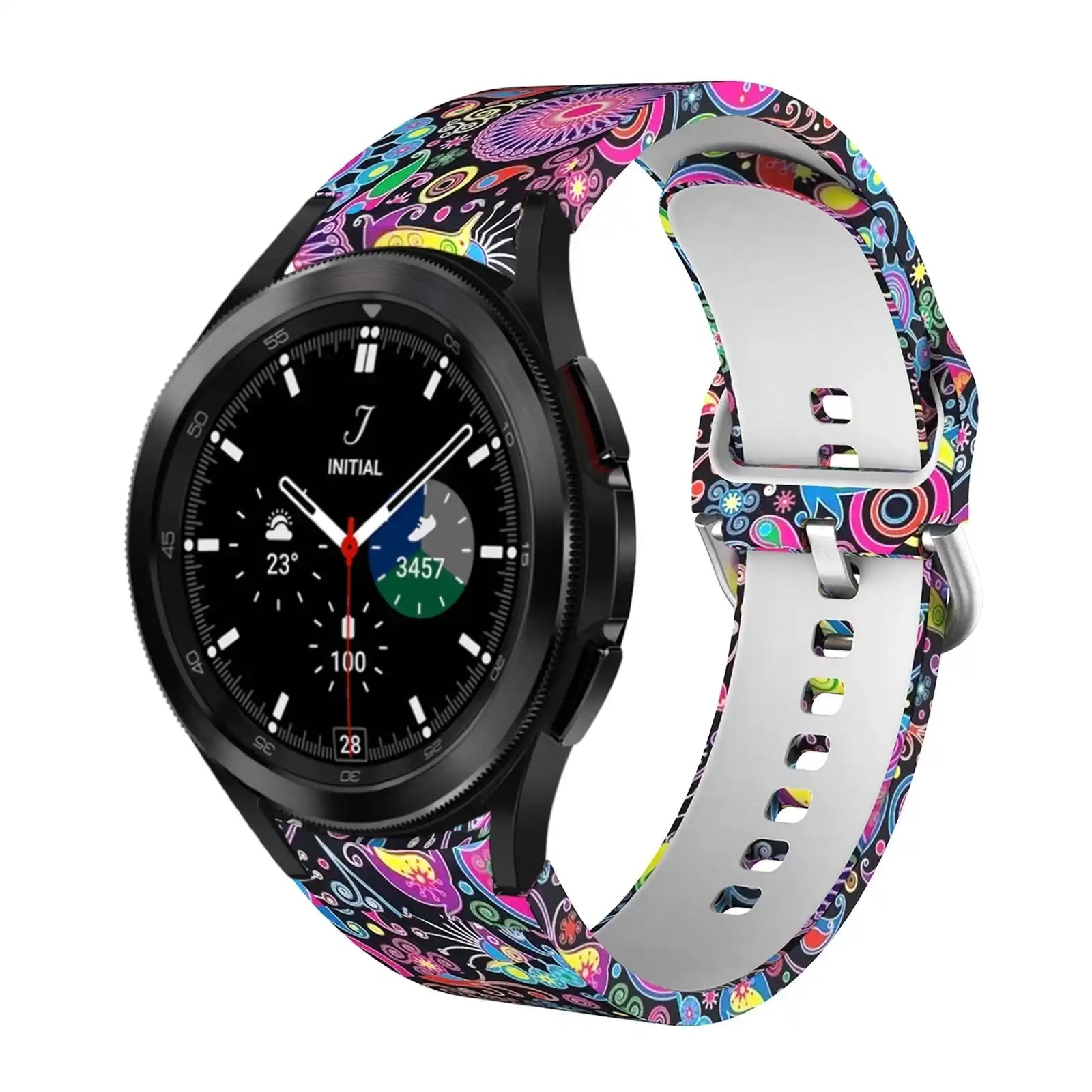 Silikon Armband 20mm Retro Muster Für Samsung Galaxy Watch 4 Flexible Stilvolles Accessoire