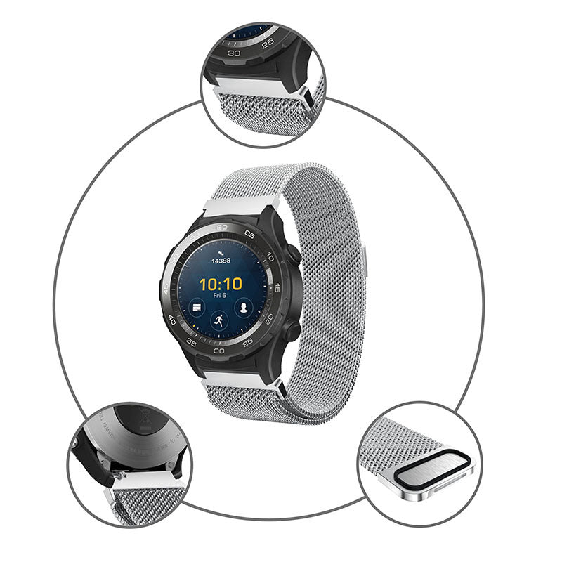 Milanaise Armband 22 mm Edelstahl Grau Für Huawei Watch Smartwatch Metall Hochwertig