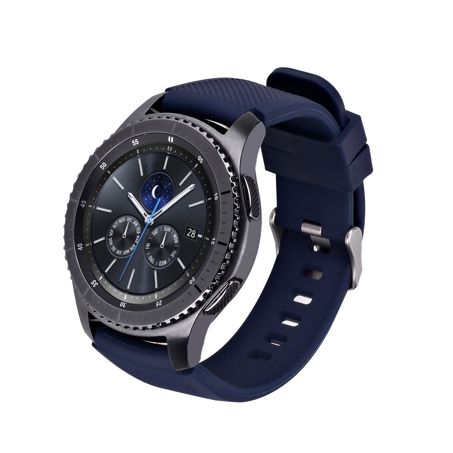 Silikon Armband 22mm Für Samsung Gear S3 Frontier Kompatibel Dunkelblau Uhrband Bequem