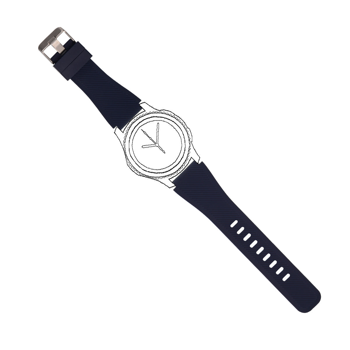 Silikon Armband 22mm Für Samsung Gear S3 Frontier Kompatibel Dunkelblau Uhrband Bequem