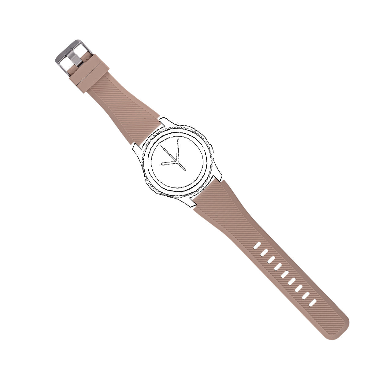 Silikon Armband 22mm Für Samsung Gear S3 Smartwatch Hellbraun Flexibles Silikonband