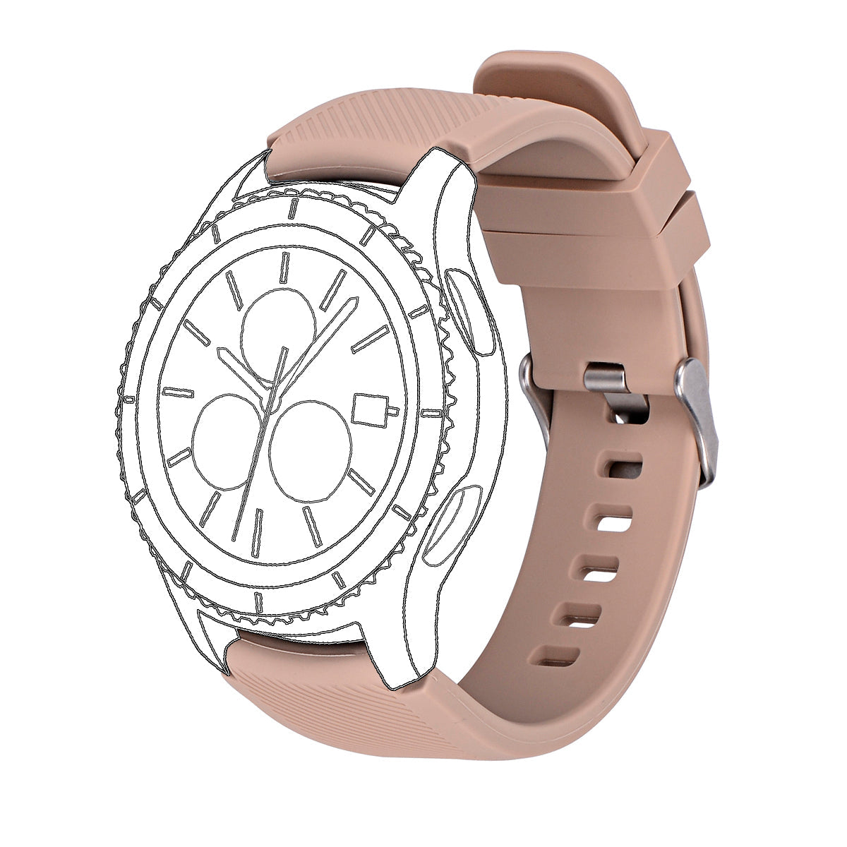 Silikon Armband 22mm Für Samsung Gear S3 Smartwatch Hellbraun Flexibles Silikonband