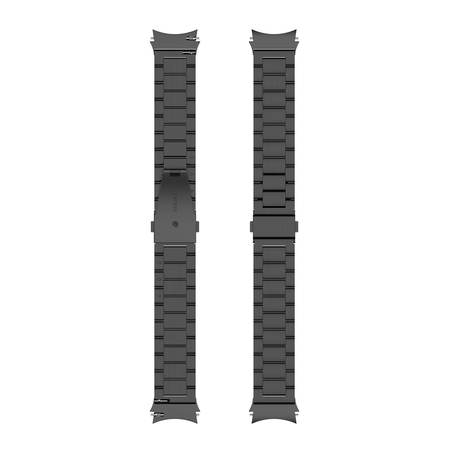 Edelstahl Armband 22mm Mit Kippfaltschließe Für Smartwatch In Tiefschwarz Hochglanz Finish