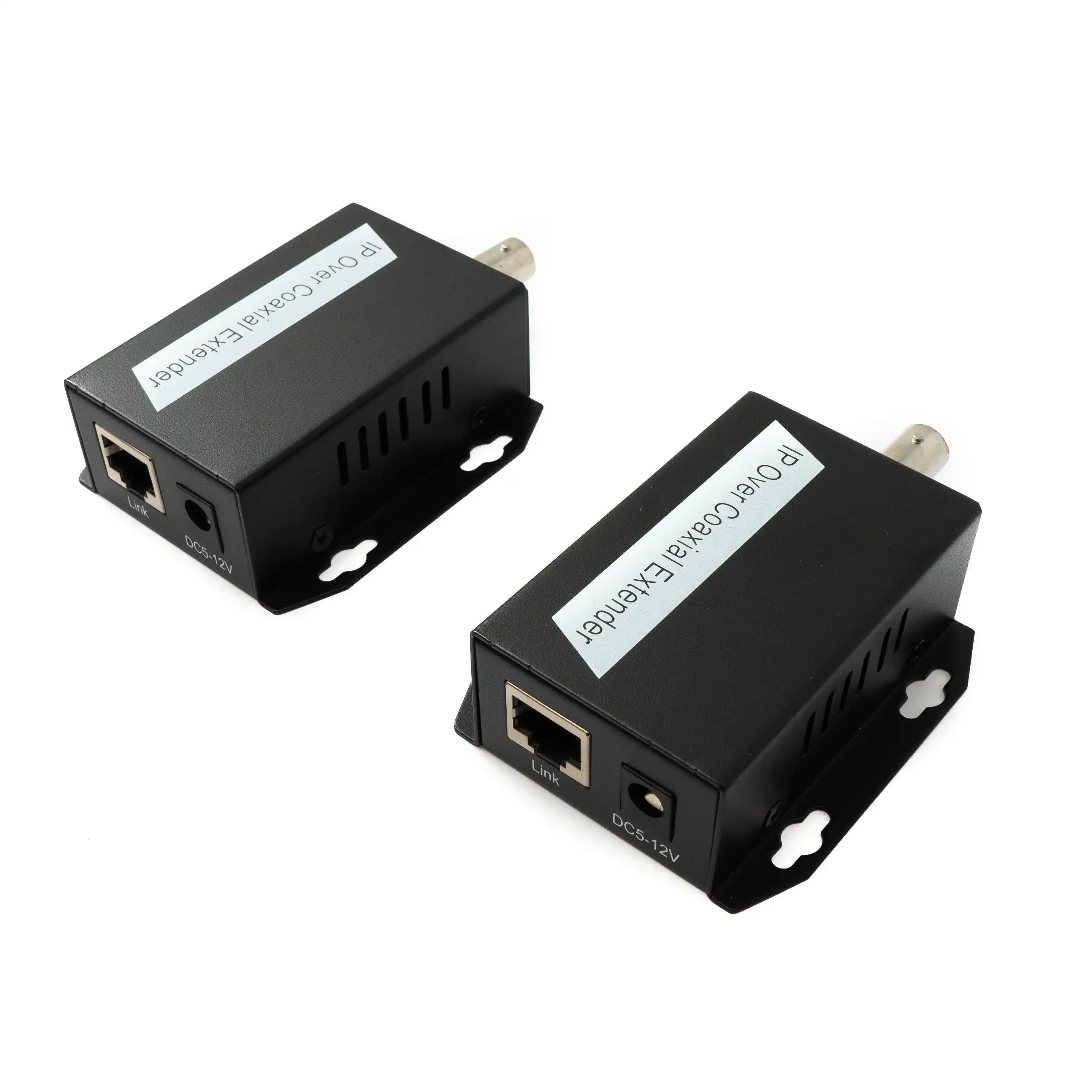 SYSTEM-S 75 Ohm IP Extender Set LAN RJ45 zu BNC Koaxialkabel in Schwarz