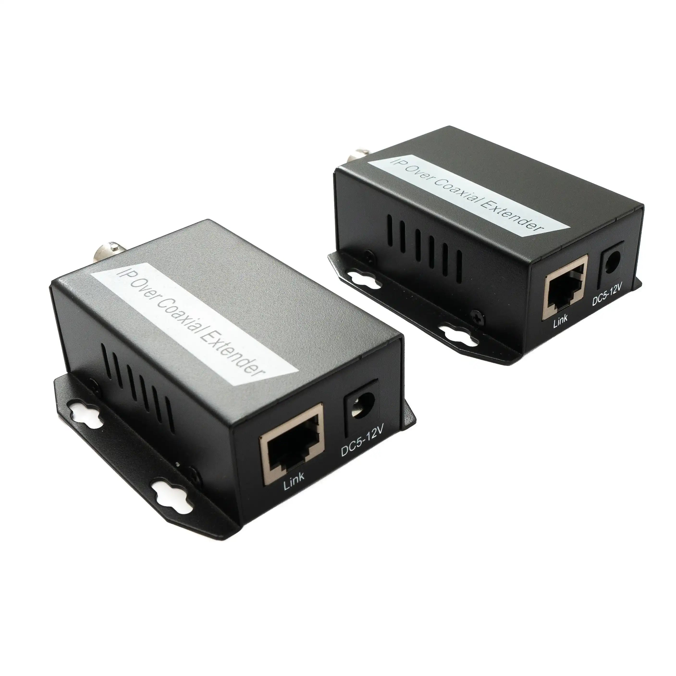 SYSTEM-S 75 Ohm IP Extender Set LAN RJ45 zu BNC Koaxialkabel in Schwarz